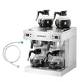 NUPANT Dual Drip Commercial Coffee Maker with Water Line 200 Cup/H 7.2L Auto-Filling Drip Coffee Maker Machine with 4 Carafes & 4 Warmers Stainless Steel Pour over Double Coffee Brewer for Restaurant