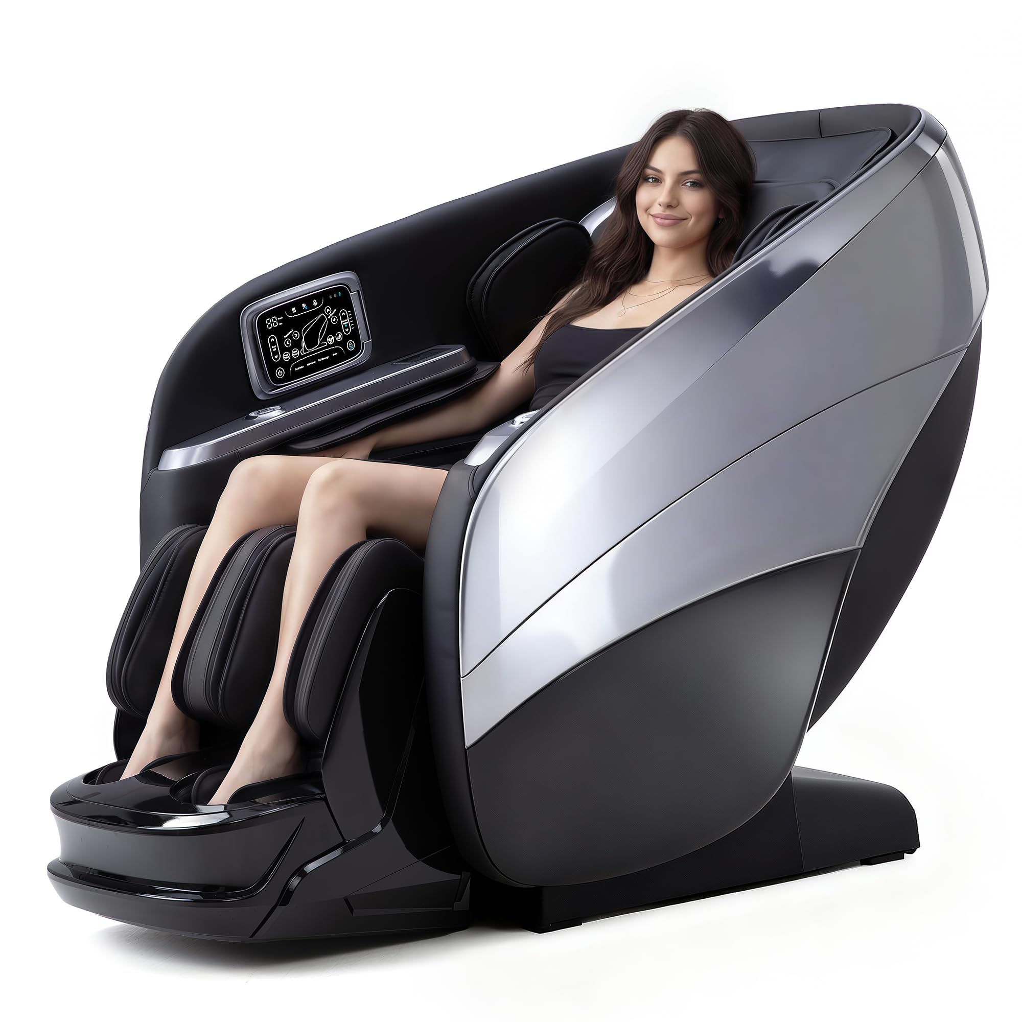 4D Massage Chair Zero Gravity Full Body SL Rail Massage Chair with 20 Auto Programs Built-in Aroma System (Black)