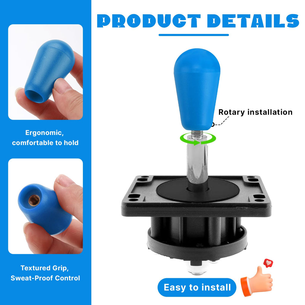 Gallipower 4Pcs Joystick Head,Arcade Joystick Ball Top Handle Rocker Round Head,Arcade Kit DIY Replacement Parts(Blue,Green,Red,Yellow)