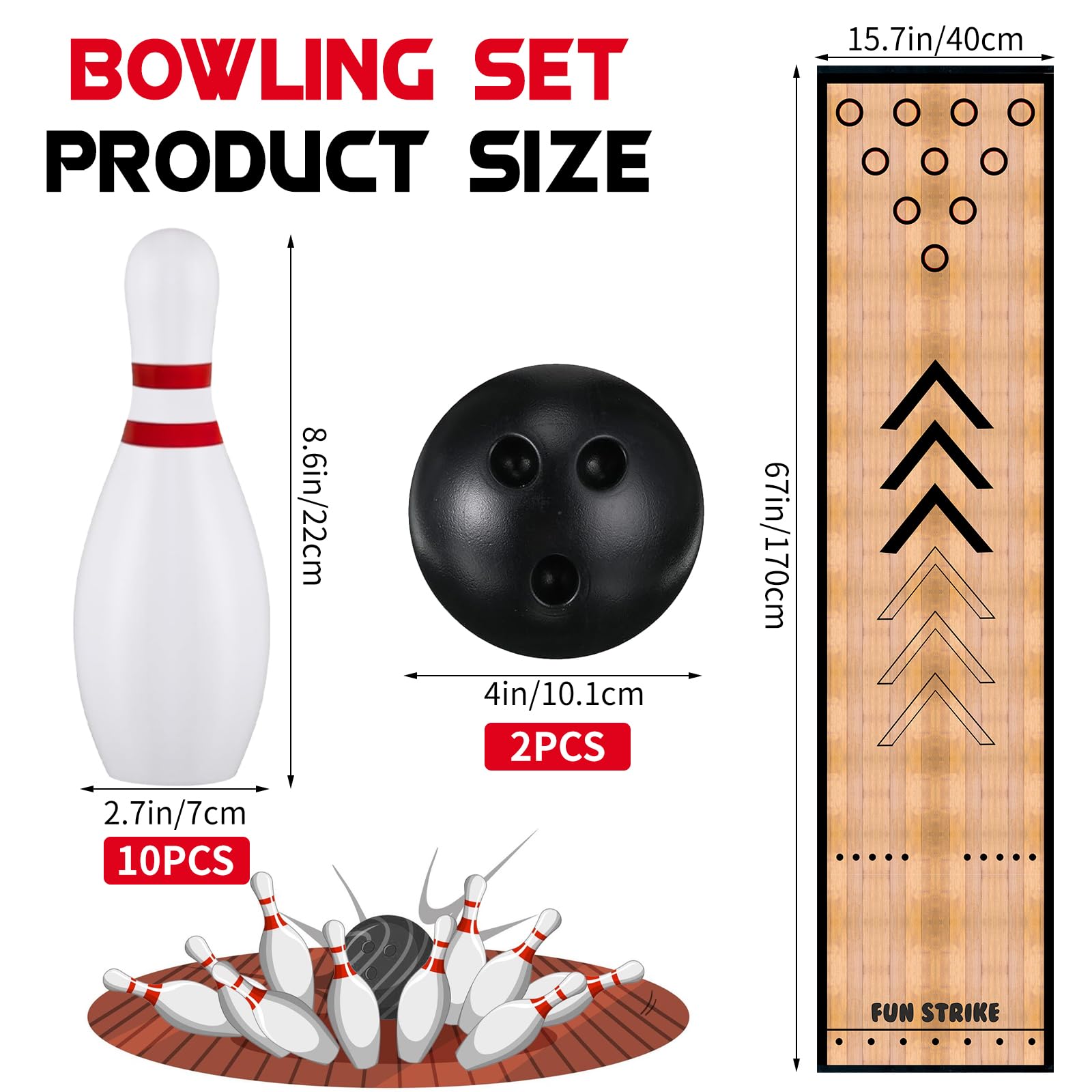 Mini Bowling Set Indoor Outdoor Indoor Bowling Set with Guide Arrow Mat Gold and Silver Medal Backpack Dispensing Suitable for Family Friends Family Party Entertainment