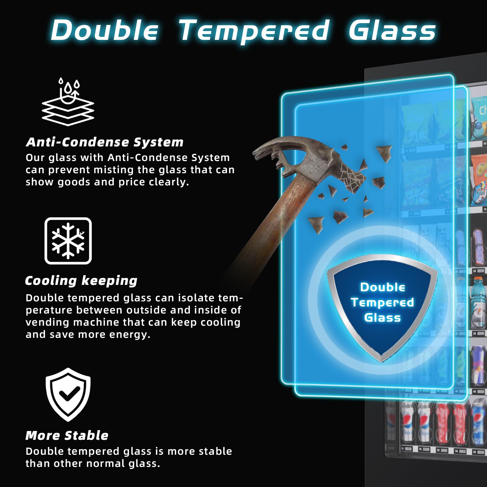 Beverage Snack Combo Commercial Vending Machine for Business with Credit Card Reader & Bill and Coin Acceptor Refrigerated Cold Drink soda with Temp Control Touch Screen