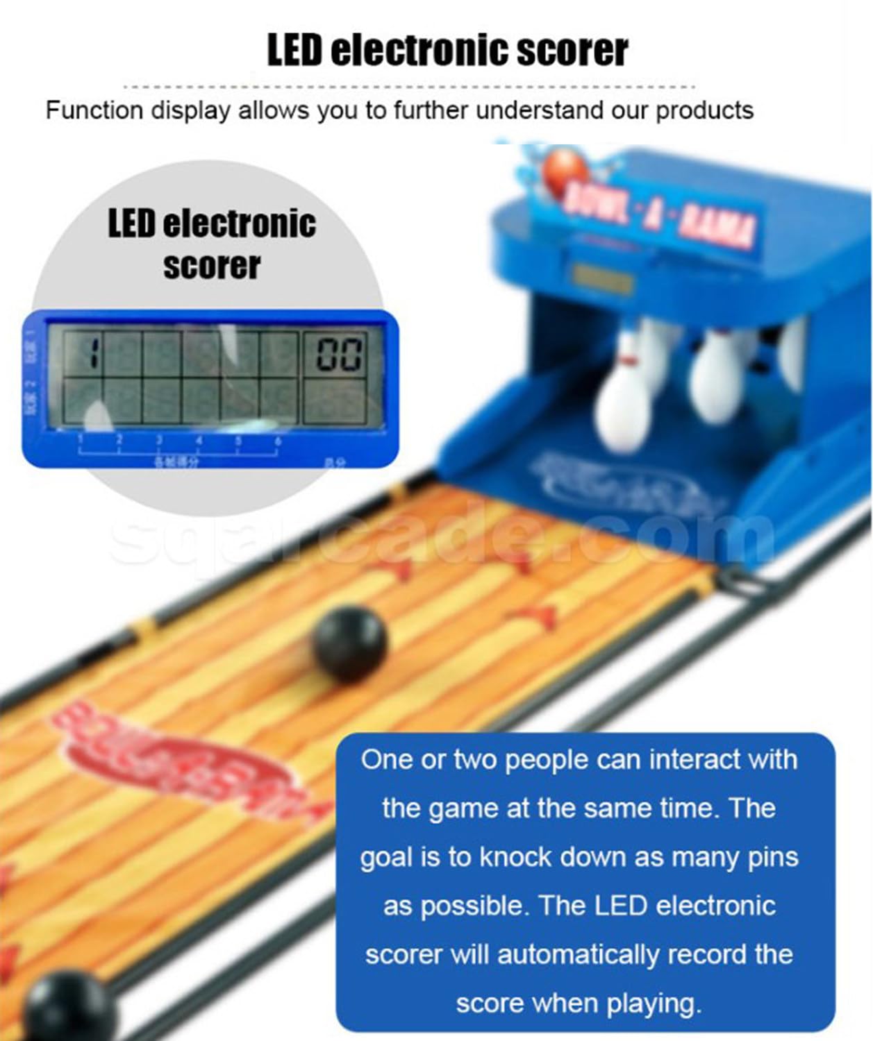 Electronic Bowling Alley Game, Indoor Bowling Ball Sports Game Console with LED Electronic Scoreboard, with Automatic Reset, Lighting, Simulation Sound Effect, for Children and Adults,3.5m