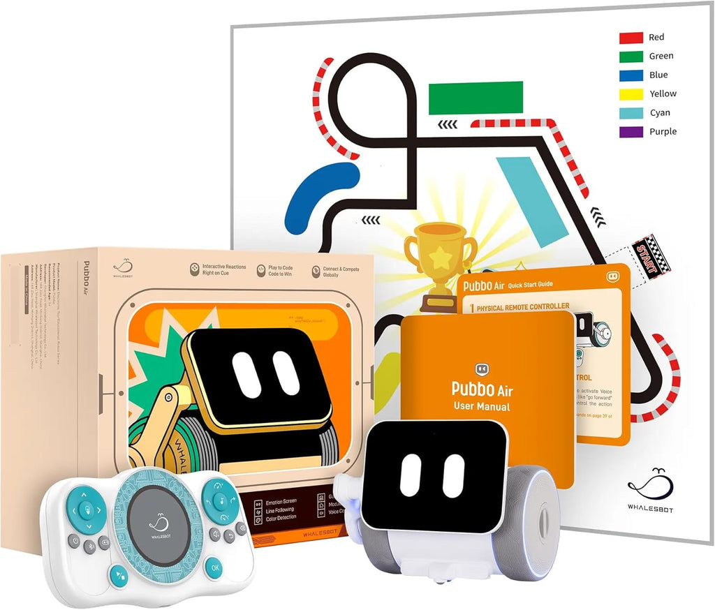WhalesBot Pubbo Air Smart Interactive Robot for Kids, Voice/Touch/APP/Remote Control, Modular/Scratch Coding, Companion Robotic with Sensors, STEM Educational Toy for Boys Girls 4 5 6 7 8 9 10