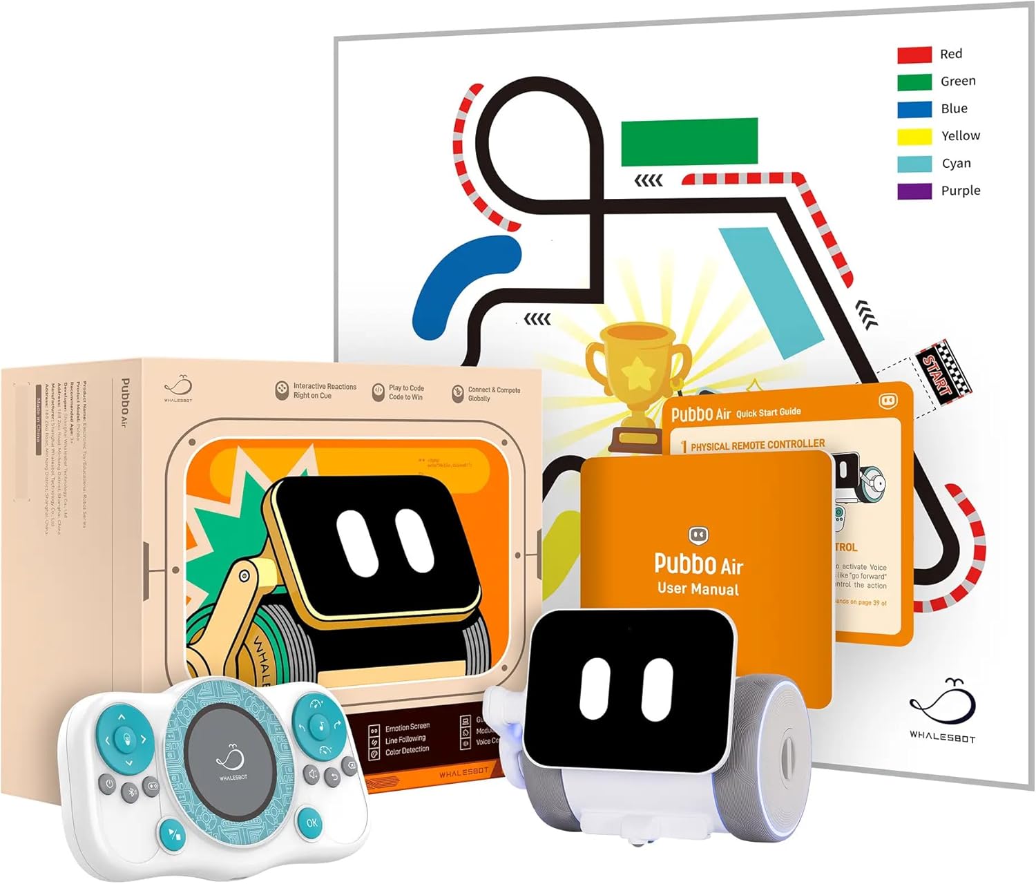 WhalesBot Pubbo Air Smart Interactive Robot for Kids, Voice/Touch/APP/Remote Control, Modular/Scratch Coding, Companion Robotic with Sensors, STEM Educational Toy for Boys Girls 4 5 6 7 8 9 10