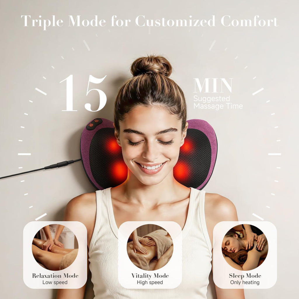 Papillon Shiatsu Back Massager with Heat,Fathers Day Dad Gifts for Men, Dad, Deep Tissue Massage for Neck, Shoulder, Upper & Lower Back Pain Relief, Electric Kneading 3D Massage Pillow (Gray)