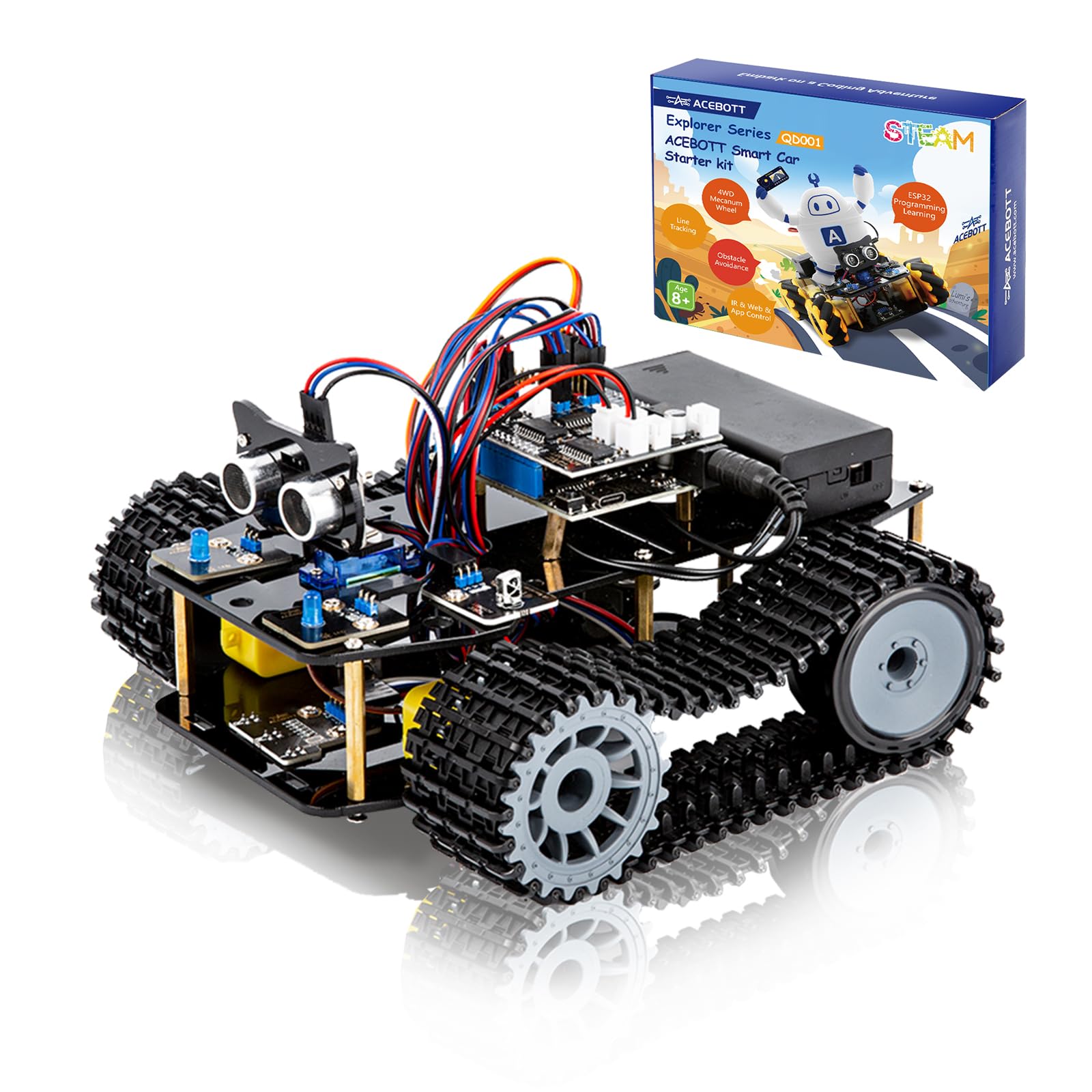 4-in-1 ESP32 Smart Camera Solar Robot Car, 4WD Remote Control Car Robotics Kit for 8-12 12-16+ Kids Teens, Electronics Programming STEM Toy Science Coding Kit Compatible with Arduino/Scratch/Phython