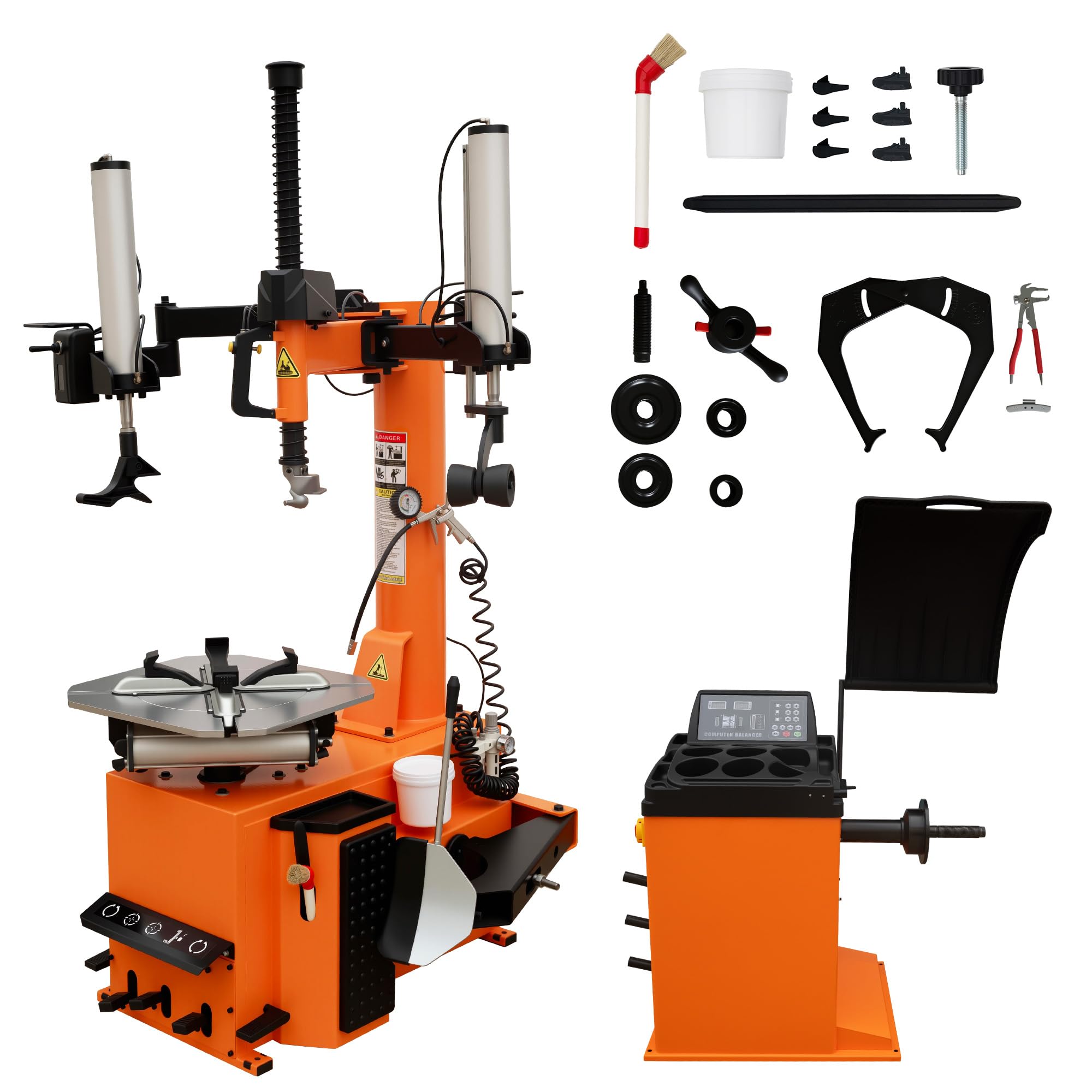 Albott 2HP Tire Changer Machine, 110V Heavy-Duty Wheel Changer for 10"–24" Rims, Outside Clamp 10"–20" Inside Clamp 12"–24", Tire Mounting and Demounting Tool for Home Garage & Auto Shop