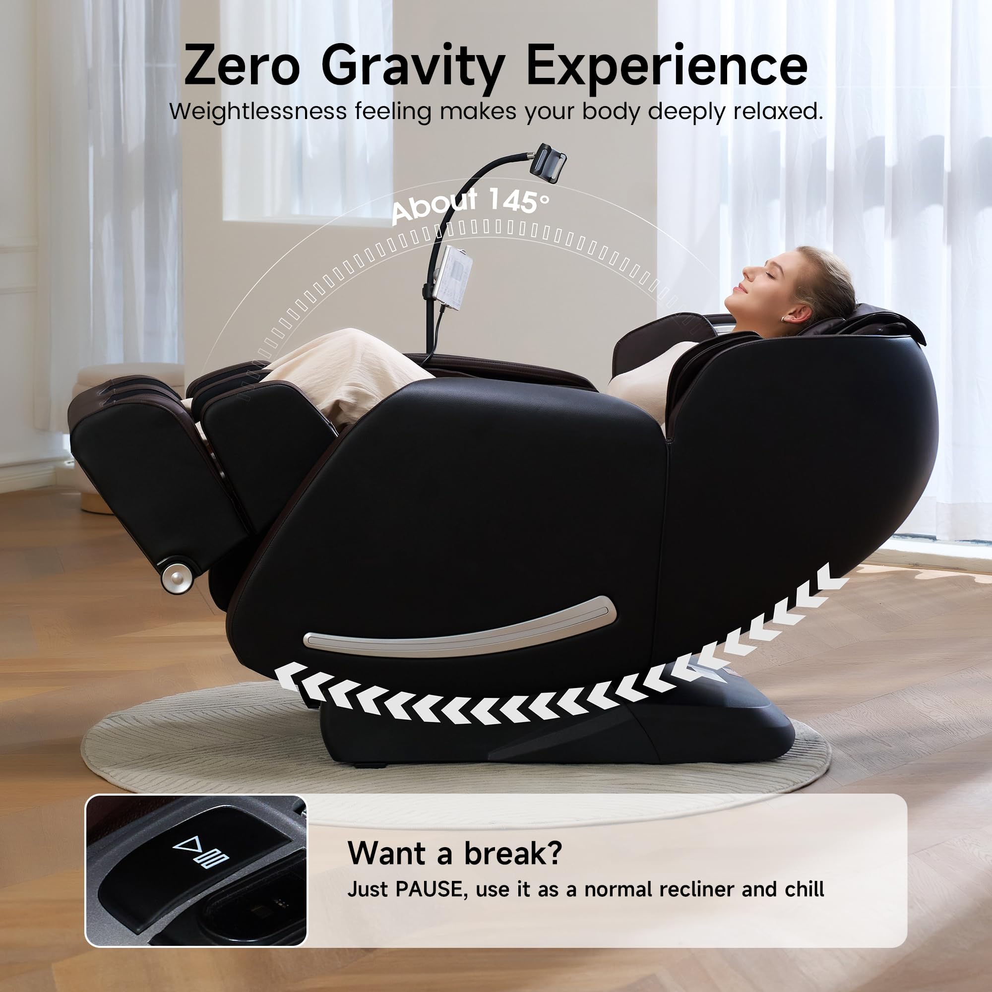 Real Relax Massage Chair Full Body with Unique Phone Controller,Heart and Blood Measurement, Zero Gravity 3D SL-Track Recliner with APP Control, Child Lock,Pause Button, Back Pad, Favor-06, Blue