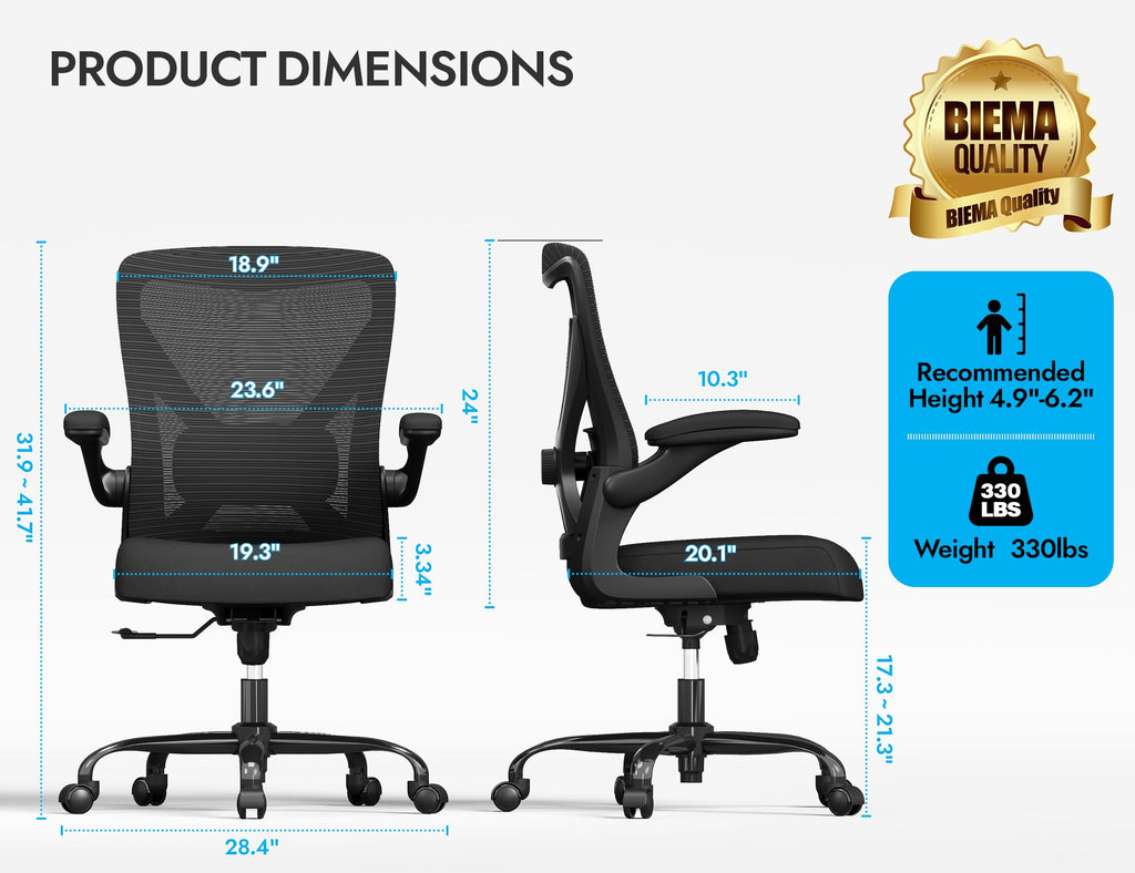 Ergalithic Ergonomic Office Chair - X-Shaped Computer Desk Chairs Comfy, Mesh High-Back Gaming Chair with Adjustable Lumbar Support, Executive Task Chair for Adults, Comfortable for Long Hours
