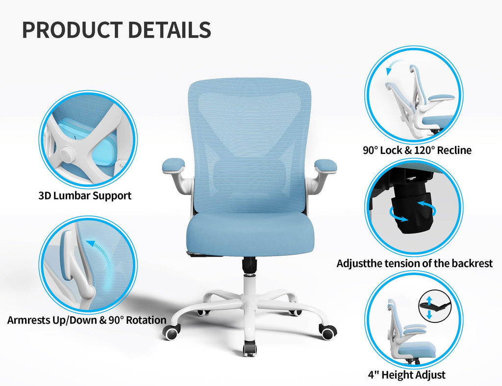 Ergalithic Ergonomic Office Chair - X-Shaped Computer Desk Chairs Comfy, Mesh High-Back Gaming Chair with Adjustable Lumbar Support, Executive Task Chair for Adults, Comfortable for Long Hours