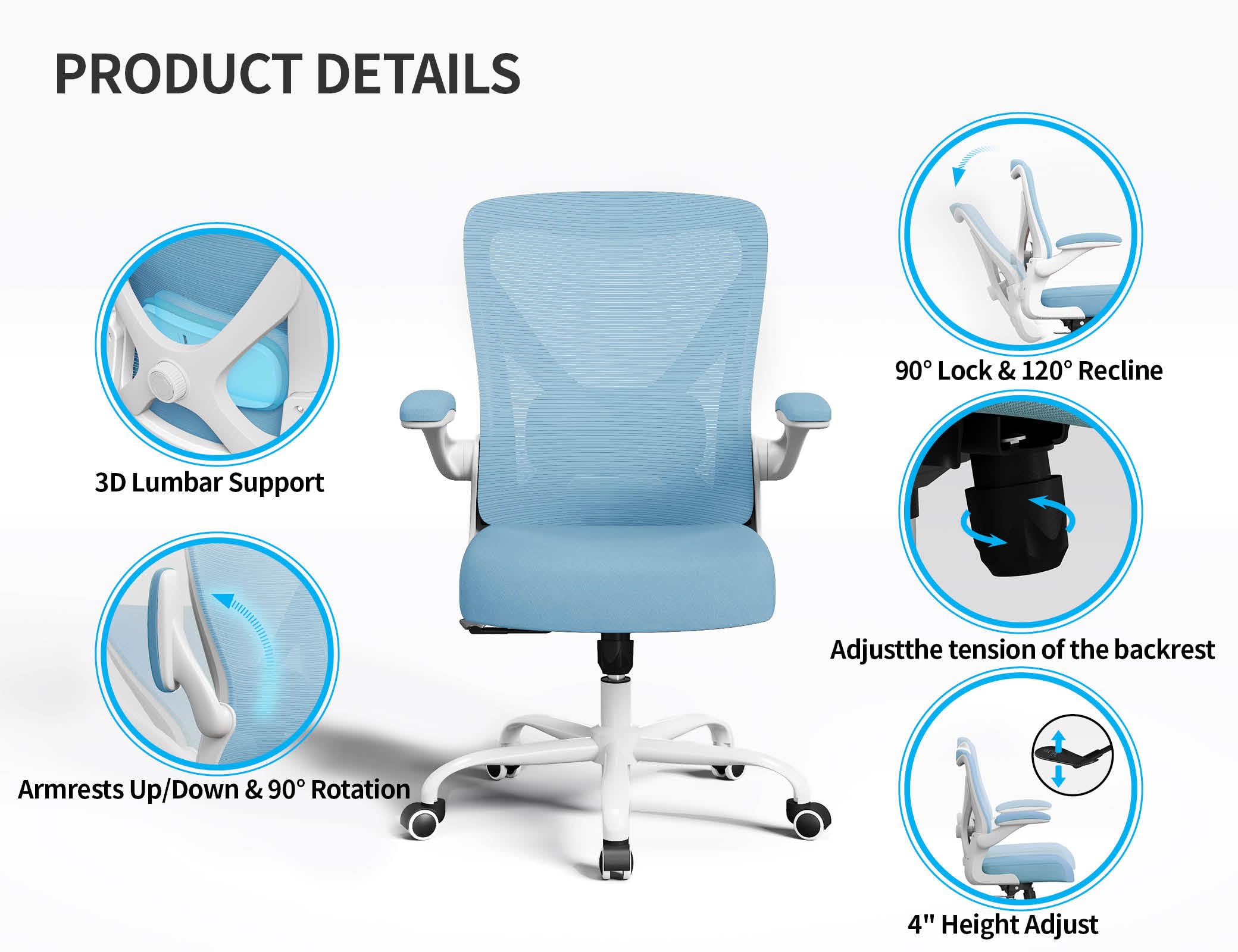 Ergalithic Ergonomic Office Chair - X-Shaped Computer Desk Chairs Comfy, Mesh High-Back Gaming Chair with Adjustable Lumbar Support, Executive Task Chair for Adults, Comfortable for Long Hours