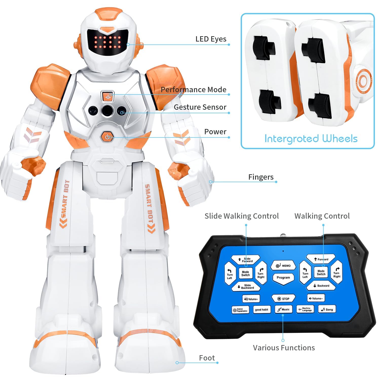 KingsDragon Robots Toy for Kids, RC Gesture Sensing Toy, Interactive Walking Singing Dancing Robot Birthday Presents for Boys Girls Age 6 7 8 9 Years Old