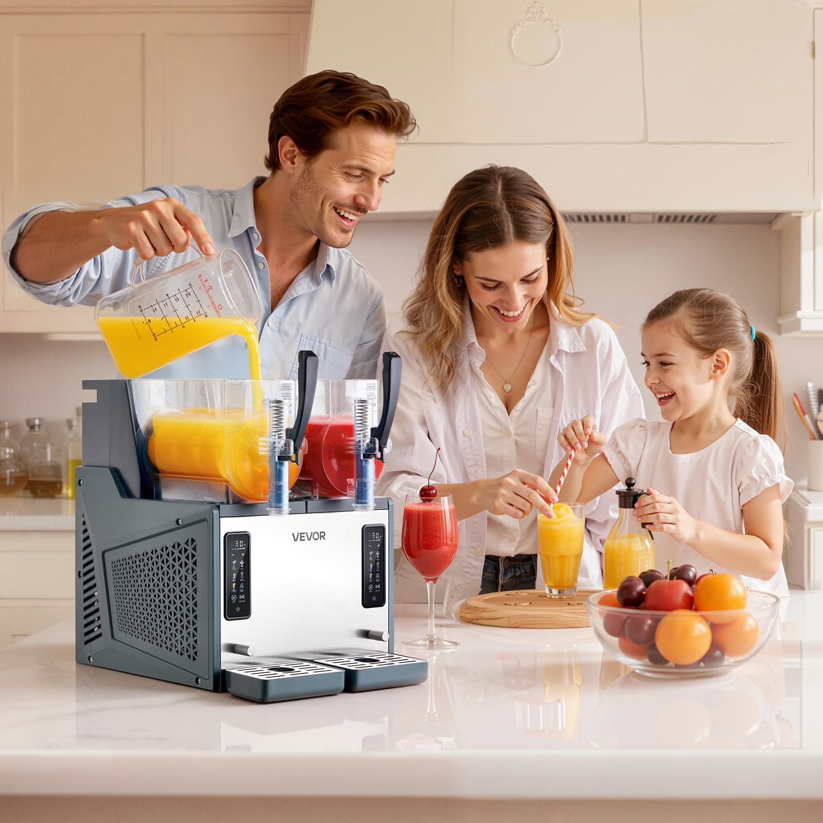 VEVOR Slushie Machine, 4L/135oz No Ice Needed Slushy Machine for Home, Frozen Drink Maker with Single Tank, Margarita Machine with Self-Cleaning, for Frozen Margaritas, Frappés, Milkshake & More