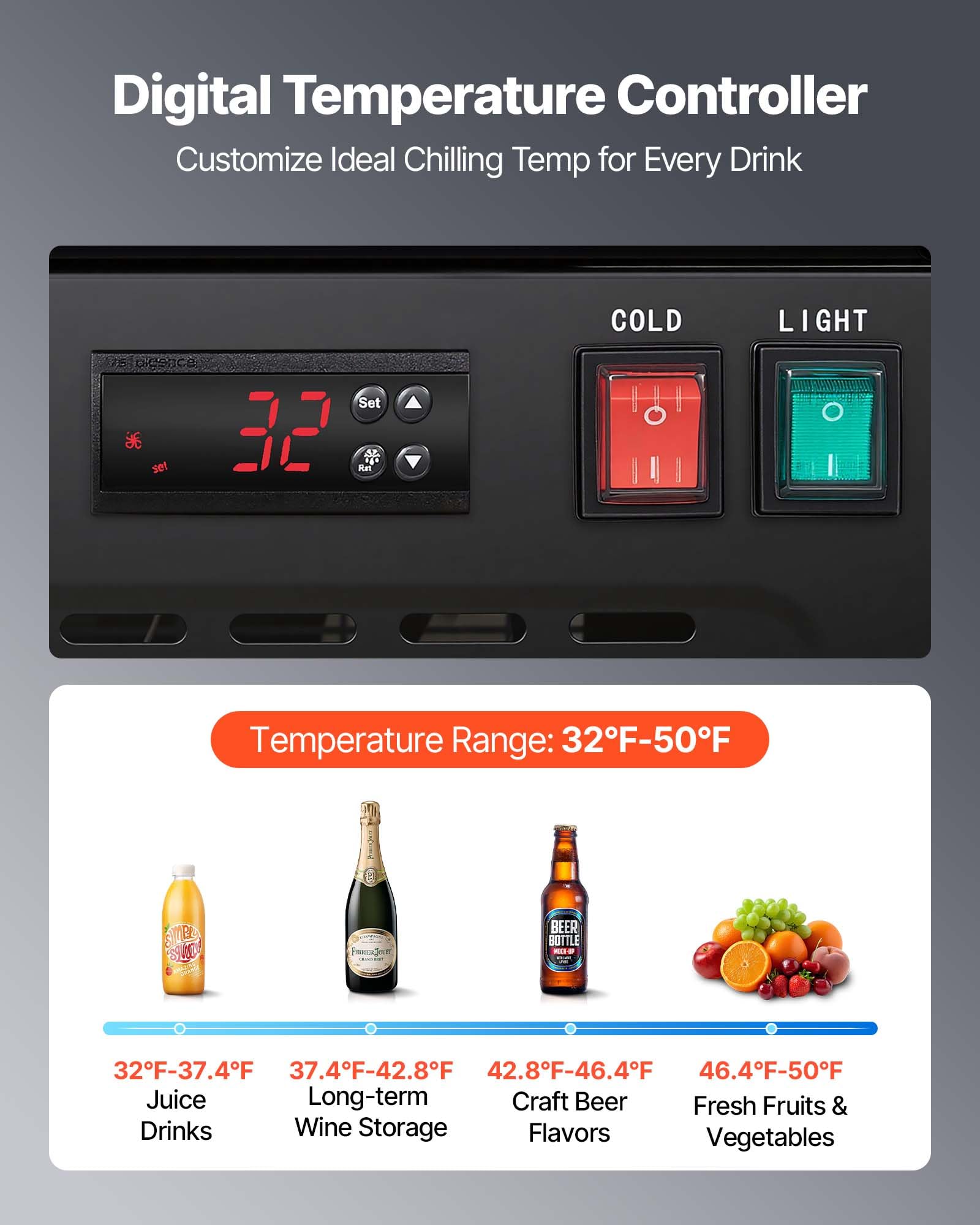 VEVOR Commercial Merchandiser Refrigerator, 6.9 Cu.Ft / 195L Glass Door Display Refrigerator, Upright Beverage Cooler Fridge with 4 Adjustable Shelves, Soft LED Light & Casters for Homes Shops Bars