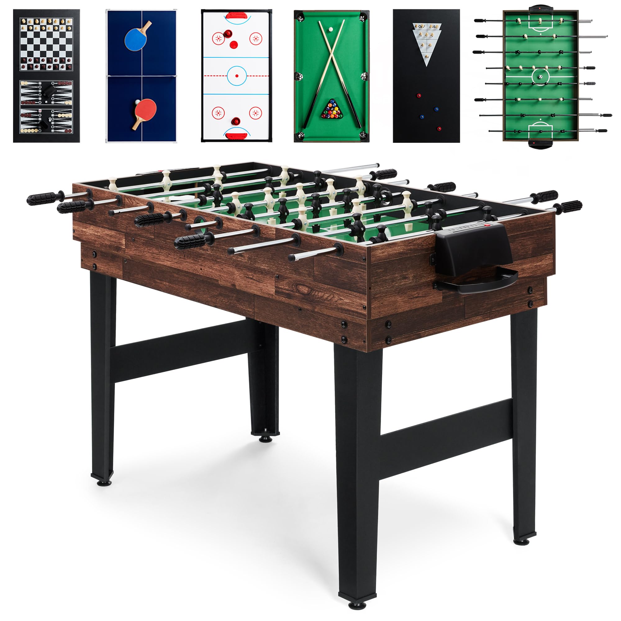 Best Choice Products 2x4ft Combo Game Table Set for Home, Game Room, Friends & Family w/Hockey, Foosball, Pool, Shuffleboard, Ping Pong, Chess, Checkers, Bowling, and Backgammon