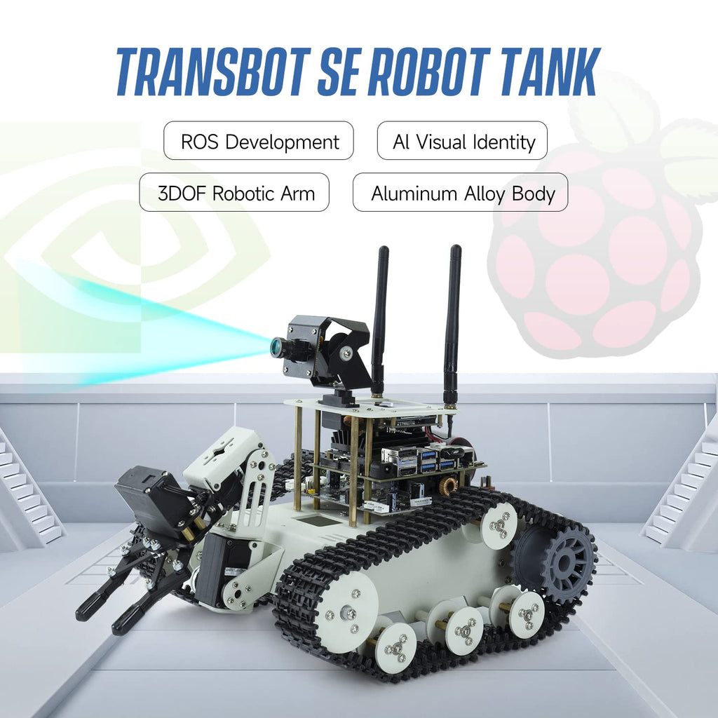 Yahboom DIY Programmable Project ROS Starter Tank Chassis Robot with AI Camera for Jetson Nano B01 Recognition Tracking OpenCV MediaPipe (Transbot-SE Without Nano)