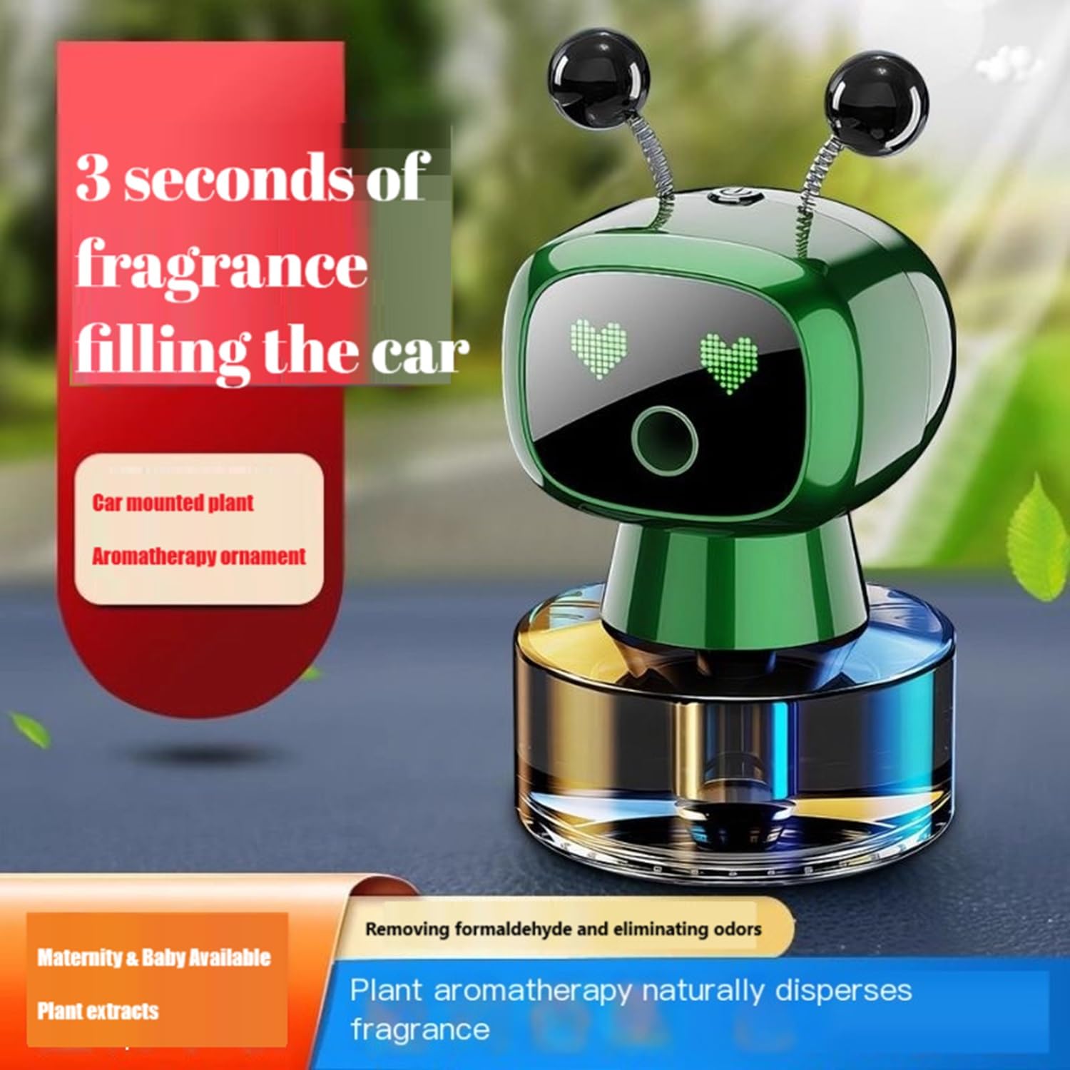 Robot Intelligent Aromatherapy Machine, Smart Cute Robot Car Air Freshener - Fine Spray/Fillable/Four-Gear Adjustment/Vibration Sensing/On-Off/Large Capacity Long-Lasting Fragrance/Black-V2(Cologne)