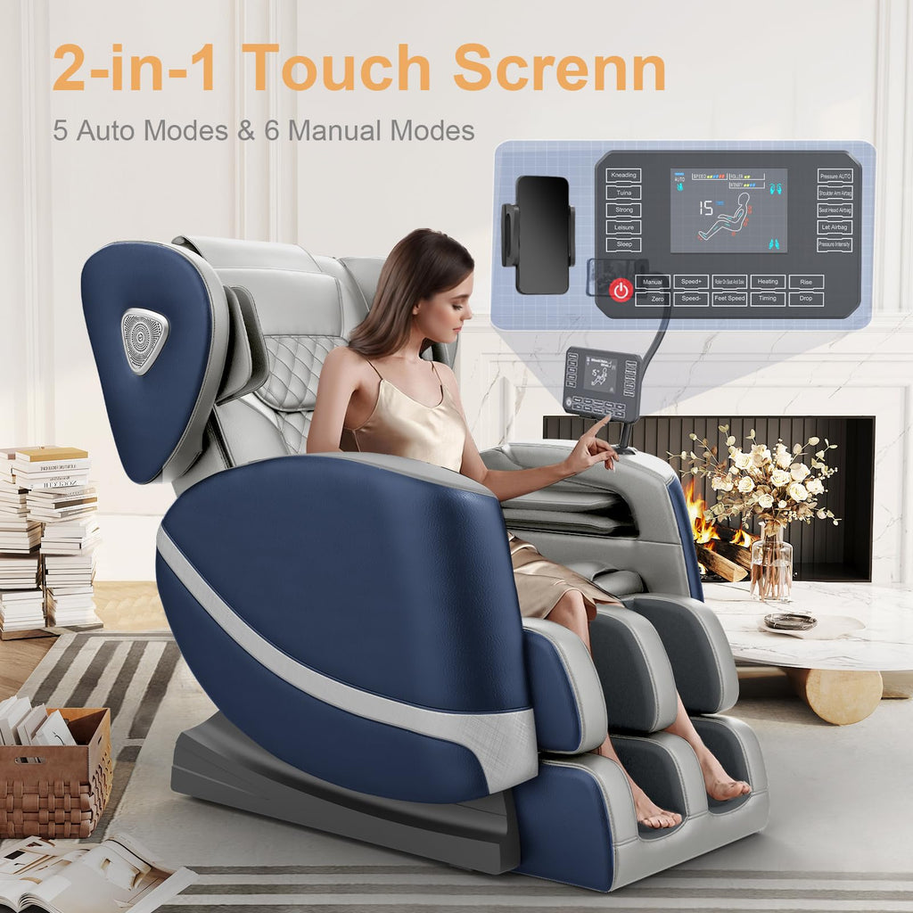 FURNIMAT 2026 Massage Chair Full Body, Zero Gravity Massage Chair with 10 Fix Rollers, Airbags, Heating, Foot Massage, Auto Modes, Bluetooth Speaker, Smart Screen Controller (Advanced Version)
