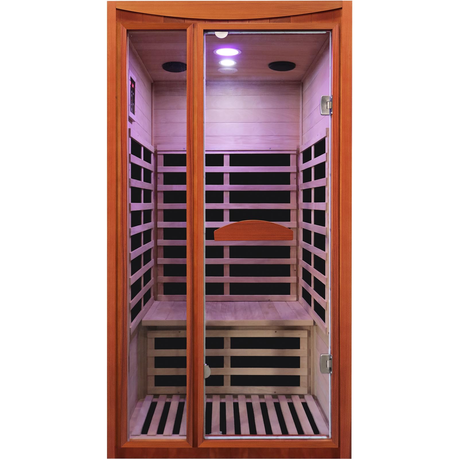 2 Person Infrared Sauna Far Infrared Sauna Room for Home Indoor 2000W Low-EMF Wood Dry Sauna with Full Starry Sky Lights Ceiling in 7 Color Speaker Fast Heating Easy Assembly- 47.3*41.3*74.8 IN