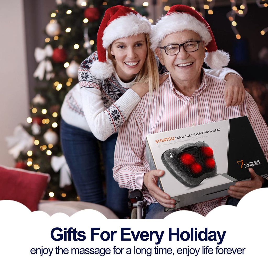 VIKTOR JURGEN Fathers Day Dad Gifts, Shiatsu Back Massager with Heat – Deep Tissue Massage for Neck, Shoulder, Back Pain Relief, Electric Kneading 3D Massage Pillow Gifts for Men Women Mom, Christmas