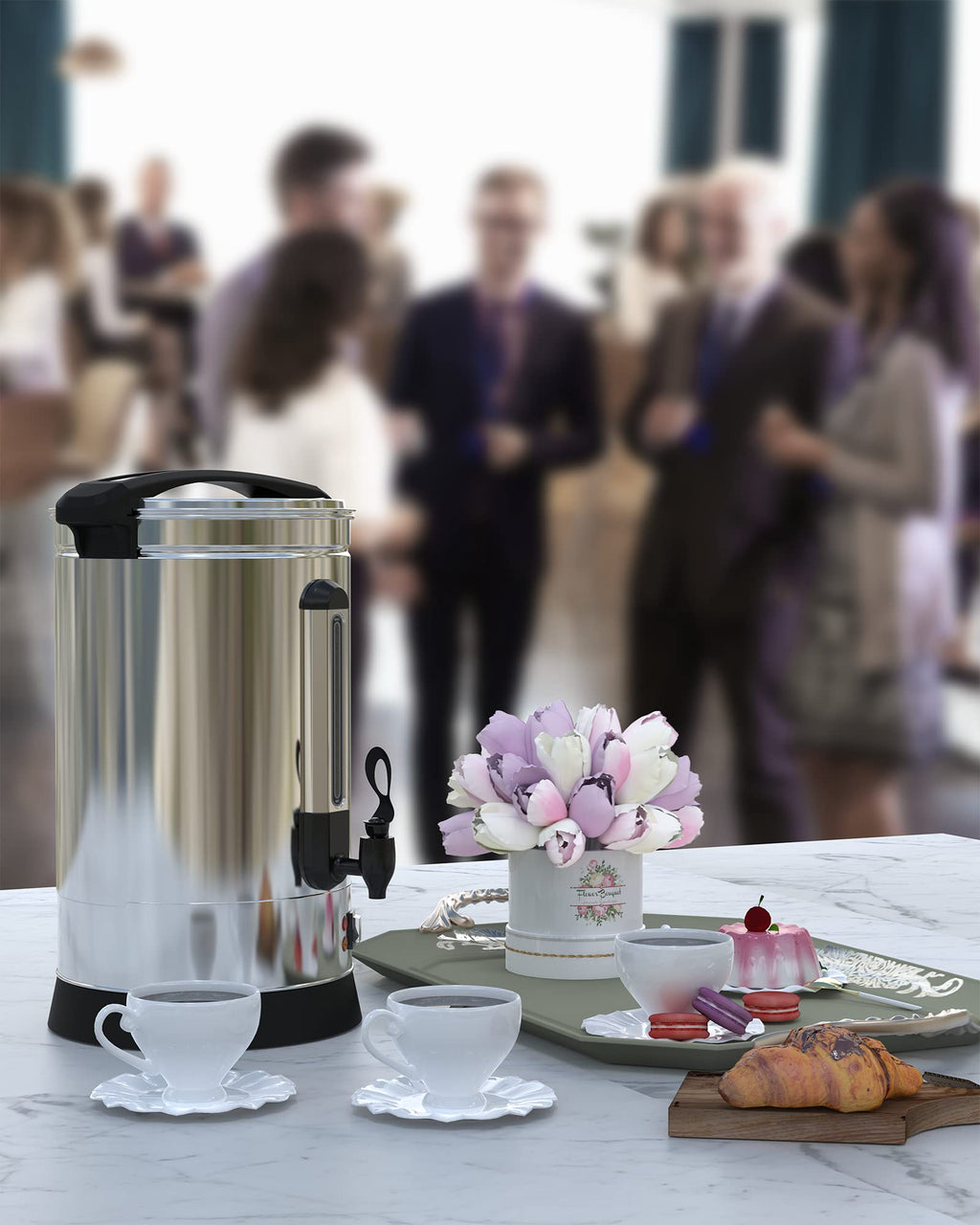 100 Cup Commercial Coffee Maker, [Quick Brewing] [Food Grade Stainless Steel] Large Coffee Urn Perfect For Church, Meeting rooms, Lounges, and Other Large Gatherings-14 L