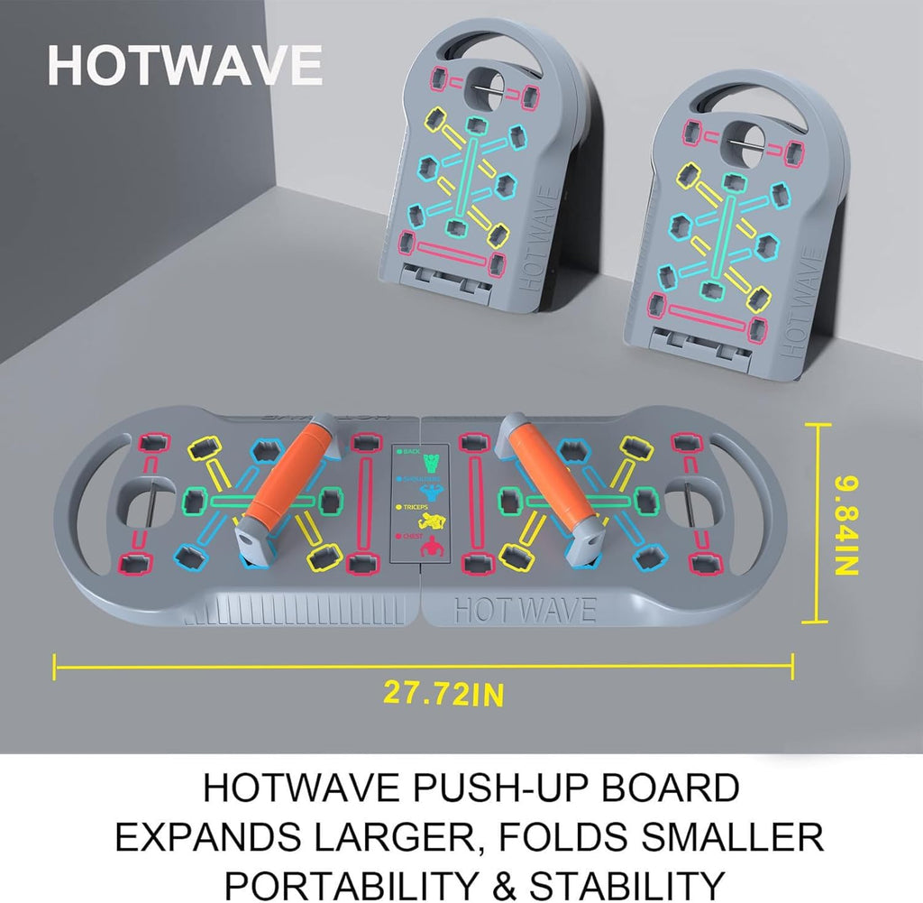 HOTWAVE Push Up Board Fitness, Portable Foldable 20 in 1 Push Up Bar at Home Gym, Pushup Handles for Floor. Professional Strength Training Equipment For Man and Women
