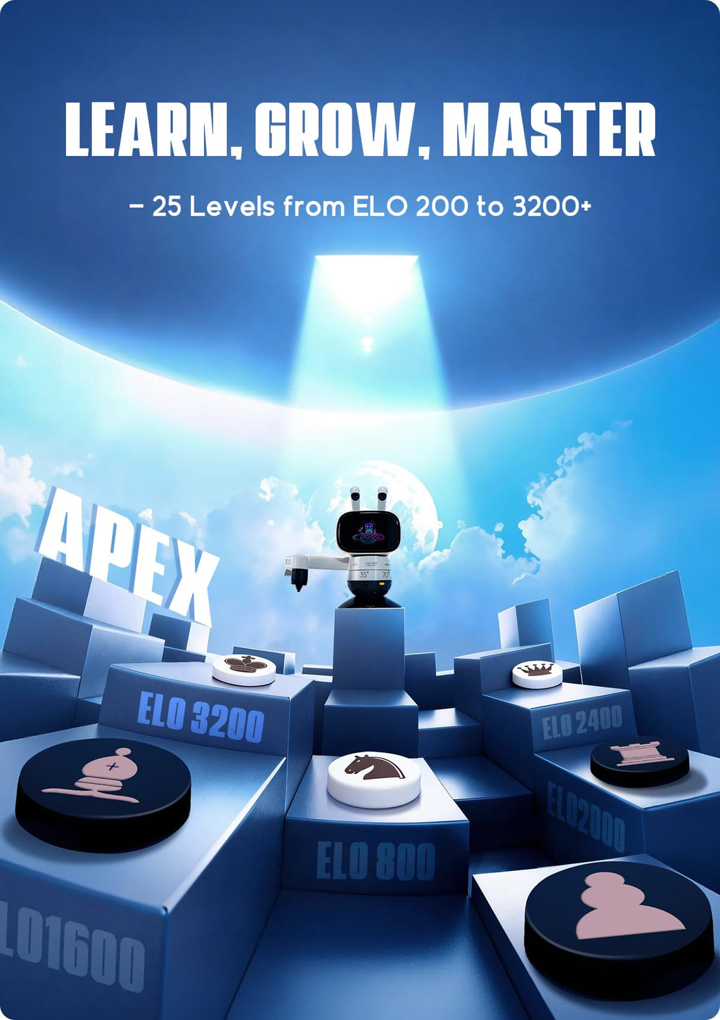 SenseRobot AI Chess Robot with Robotic Arm, Electronic Chess Board for Kids & Adults, 25 AI Levels, 1200+ Exercises, Voice Coaching, Lichess Integration, Wi-Fi OTA Updates