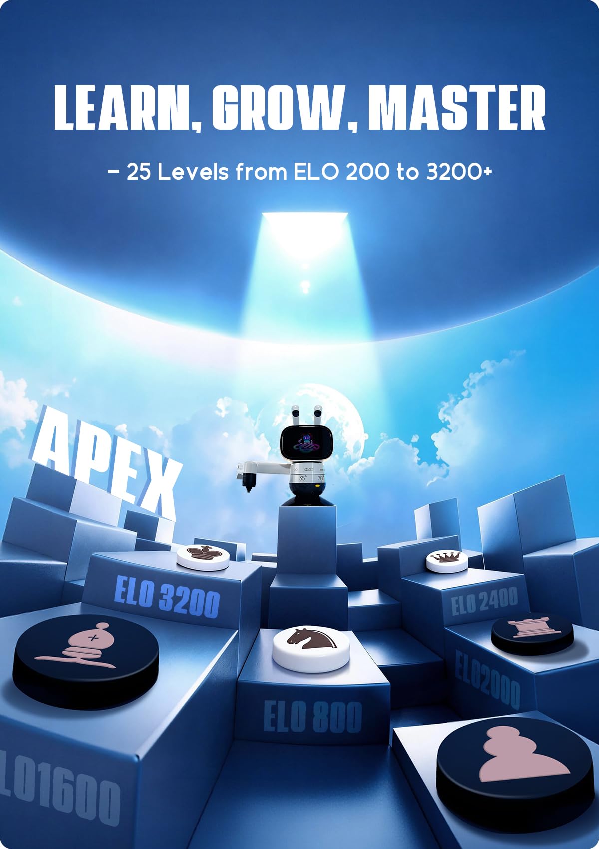 SenseRobot AI Chess Robot with Robotic Arm, Electronic Chess Board for Kids & Adults, 25 AI Levels, 1200+ Exercises, Voice Coaching, Lichess Integration, Wi-Fi OTA Updates