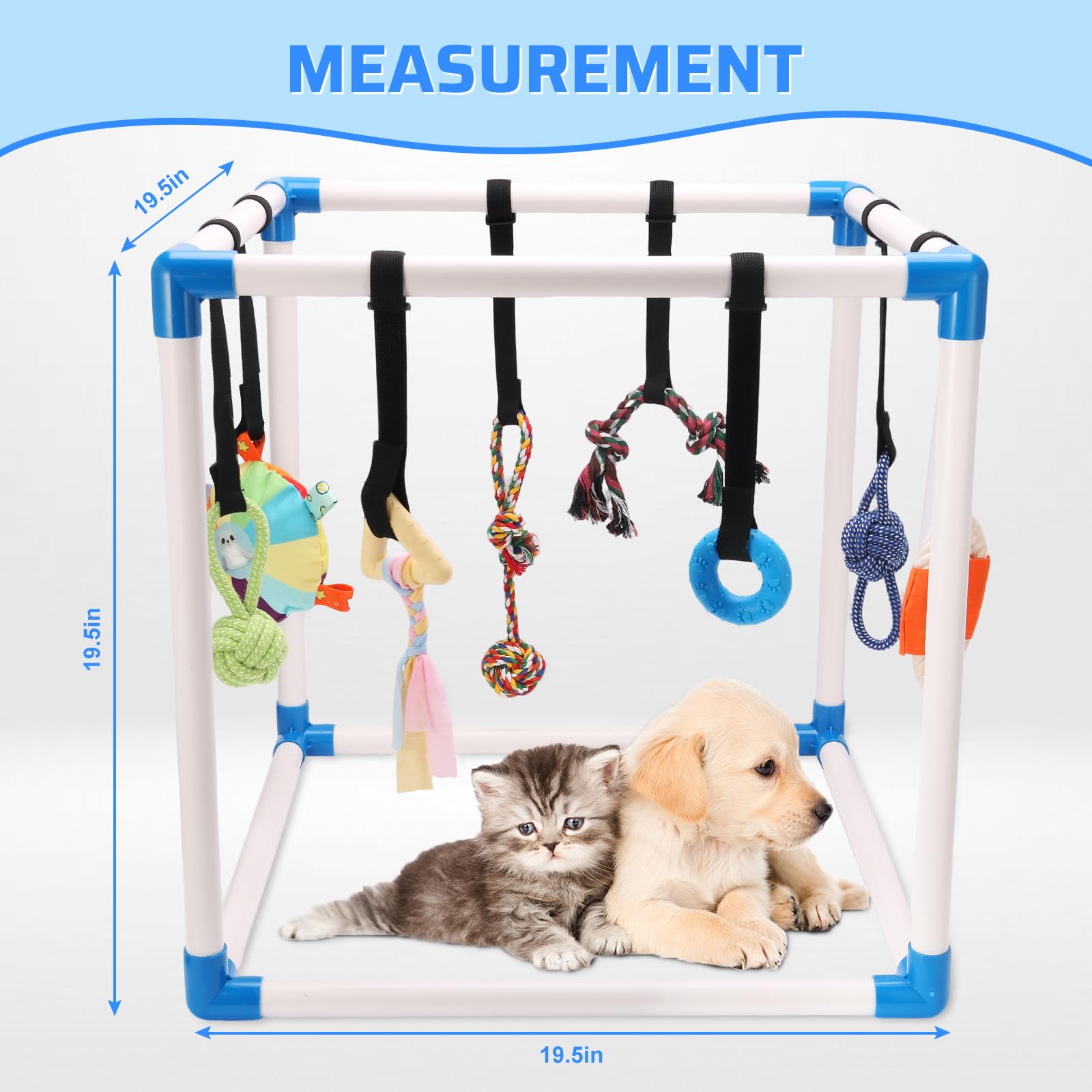 Puppy Jungle Gym with 8 Hanging Toys, Interactive Puppy Play Gym for Small Dogs, Indoor Teething Relief & Sensory Training Activity Center for Puppies 0-6 Months, No Tools Assembly