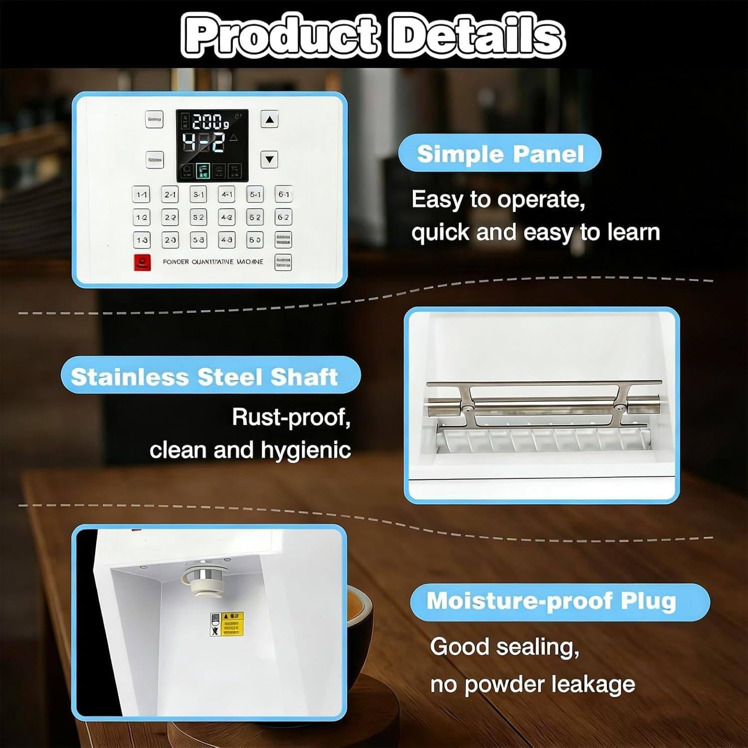 Commercial Matcha Coffee Powder Dispenser, Electric Automatic Quantitative Dispensing Machine with 17 Memory Buttons,for Protein Powder,Creamer, Fruit Flour and Milk Tea Raw Materials