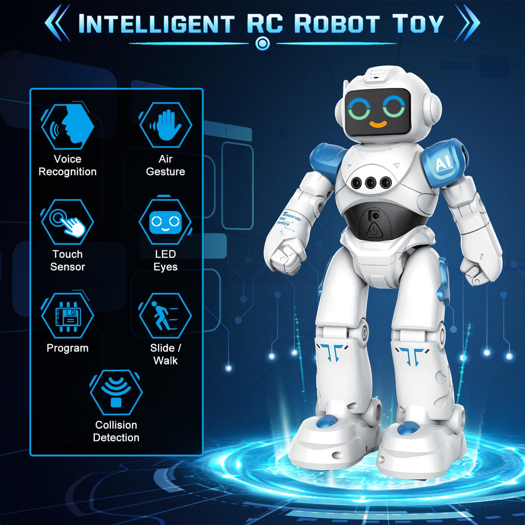 VATOS Robot Toys for Kids - Smart Talking Voice Remote Control Robot, Gesture Sensing Programmable Emo Robots Toy for Age 3 4 5 6 7 8 Year Old Boys Girls Birthday Gift Present