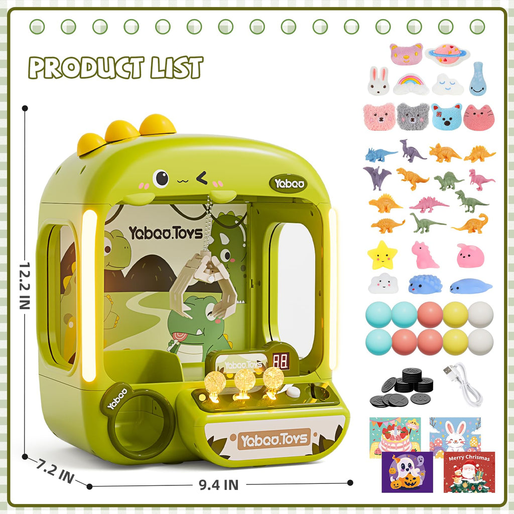 64 PCS Large Claw Machine for Kids Dinosaur,Vending Machine Toys for Boys 5 6 7 8 Year Old,Candy and Prize Electronic Dispenser Game Ages 5-7 6-8,Birthday Gift for 3 4 5 6 Year Old Boy Girl