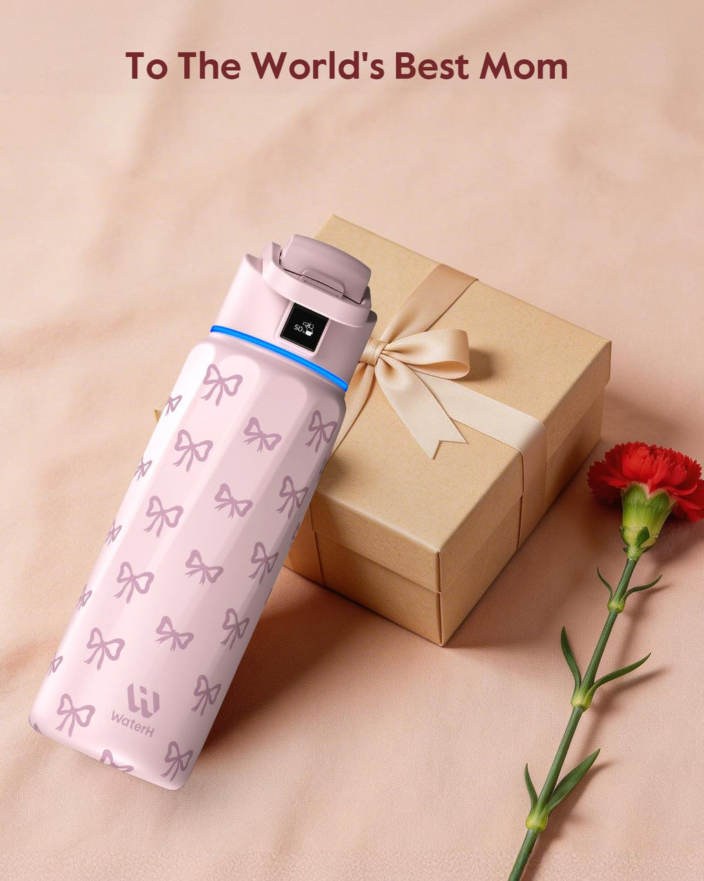 BOOST Smart Water Bottle that Reminds You to Drink, 24oz BPA-Free Stainless Steel Vacuum Insulated, Wide Mouth Water Tracker Bottle with APP for School, Gym, Office, Ideal for Father's Day