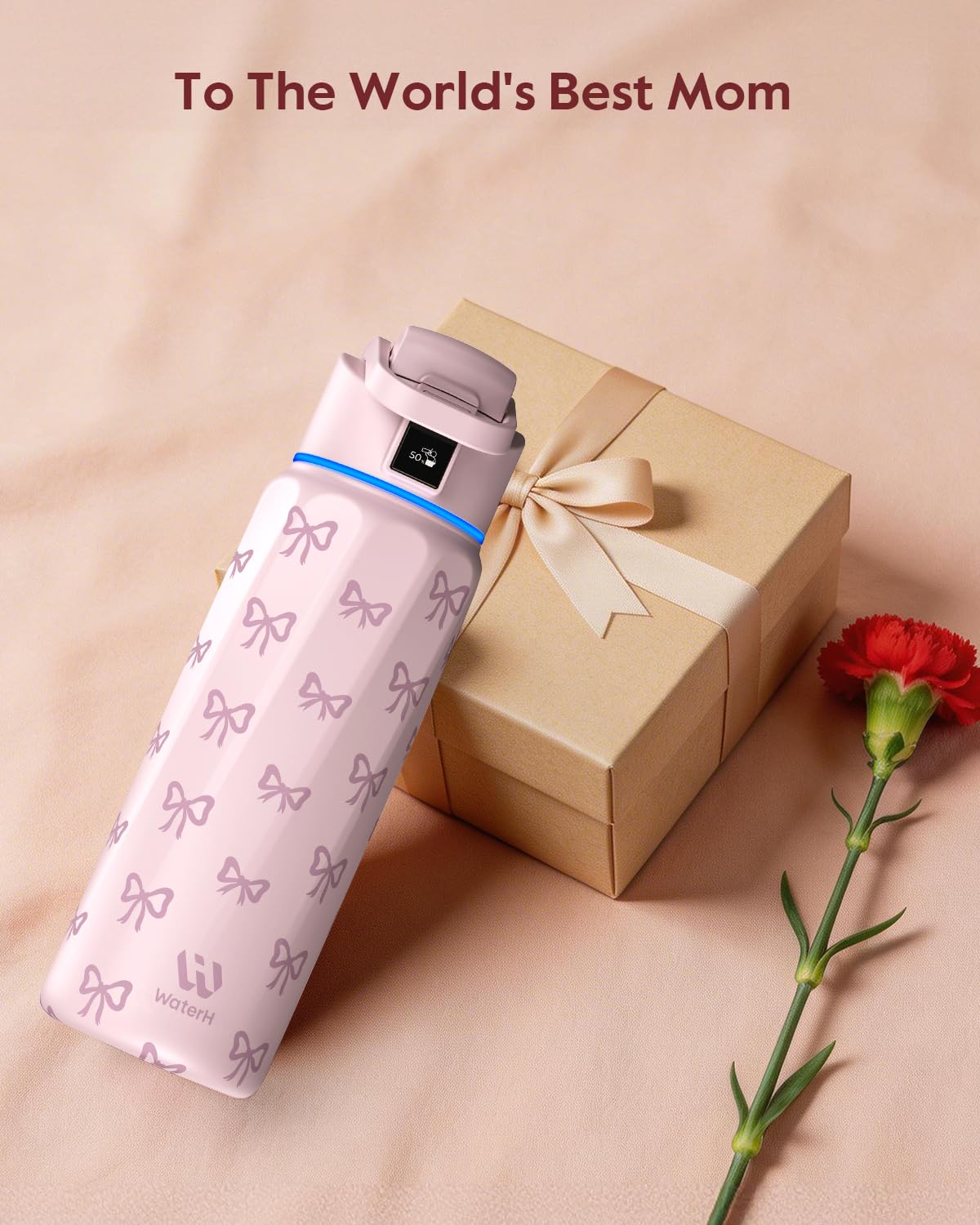 BOOST Smart Water Bottle that Reminds You to Drink, 24oz BPA-Free Stainless Steel Vacuum Insulated, Wide Mouth Water Tracker Bottle with APP for School, Gym, Office, Ideal for Father's Day