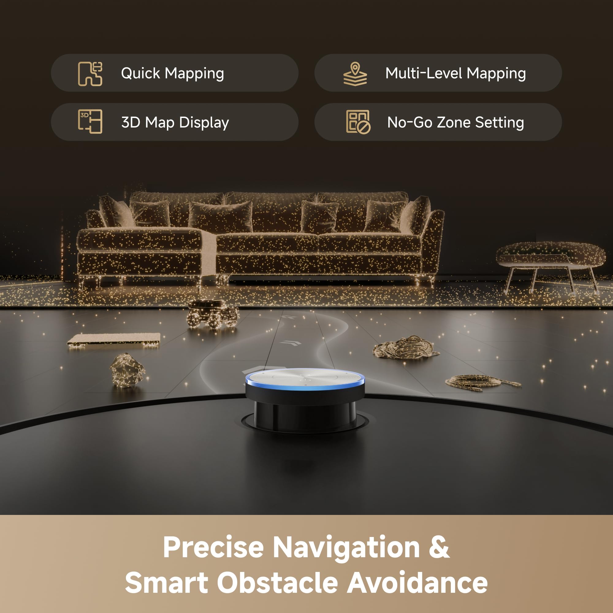 DREAME L60 Ultra Robot Vacuum and Mop, 35,000Pa Suction, Detangling Brush, AI-Enhanced 3D ToF Vision, 100℃ Mop Self-Cleaning, 280+ Object Types, Extendable Side Brush and Mop, White