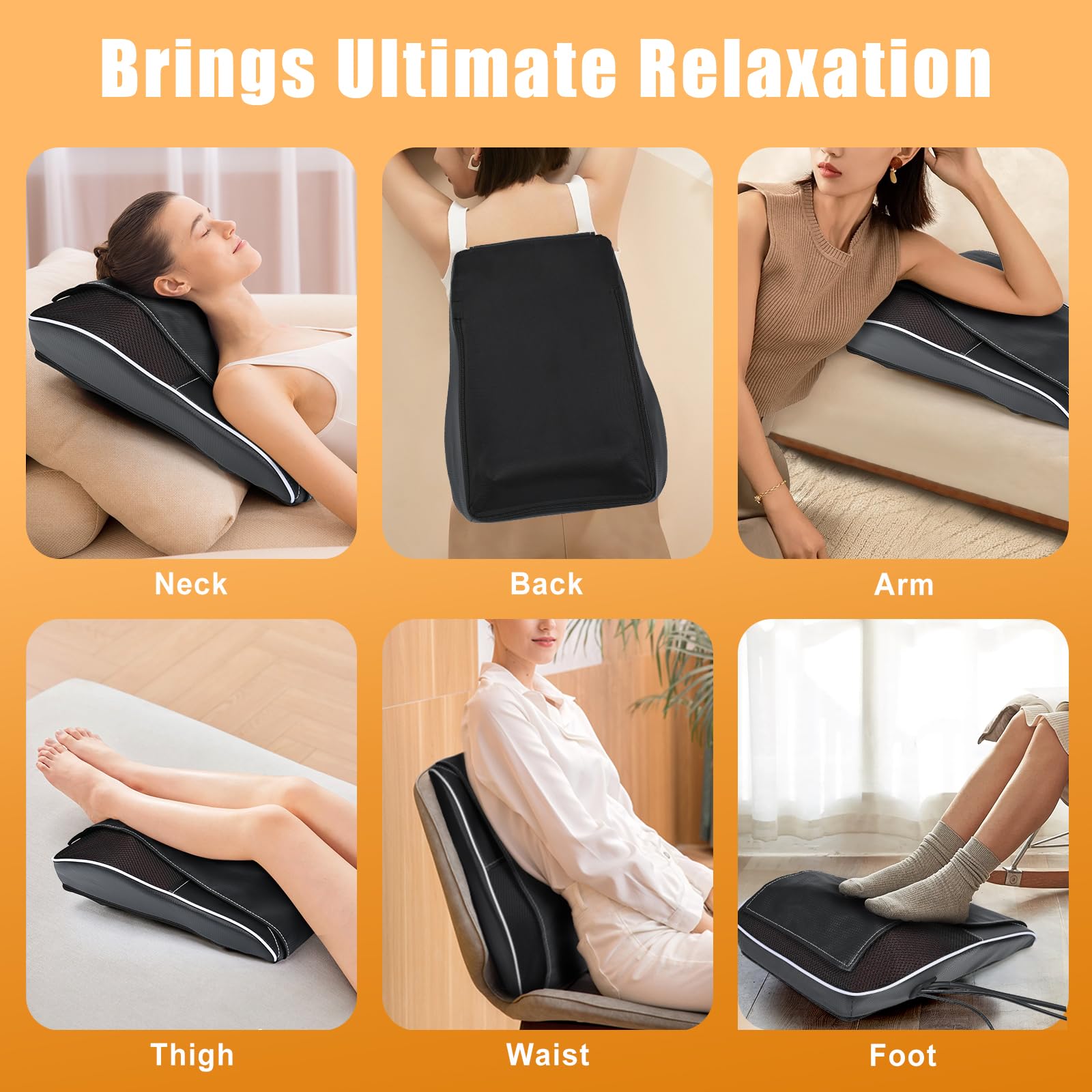 Shiatsu Neck and Shoulder Massager with Heat, Back Massager for Pain Relief Deep Tissue, 3D Kneading Massager for Chair Home Office Car, Gifts for Mom, Dad, Women (Black)