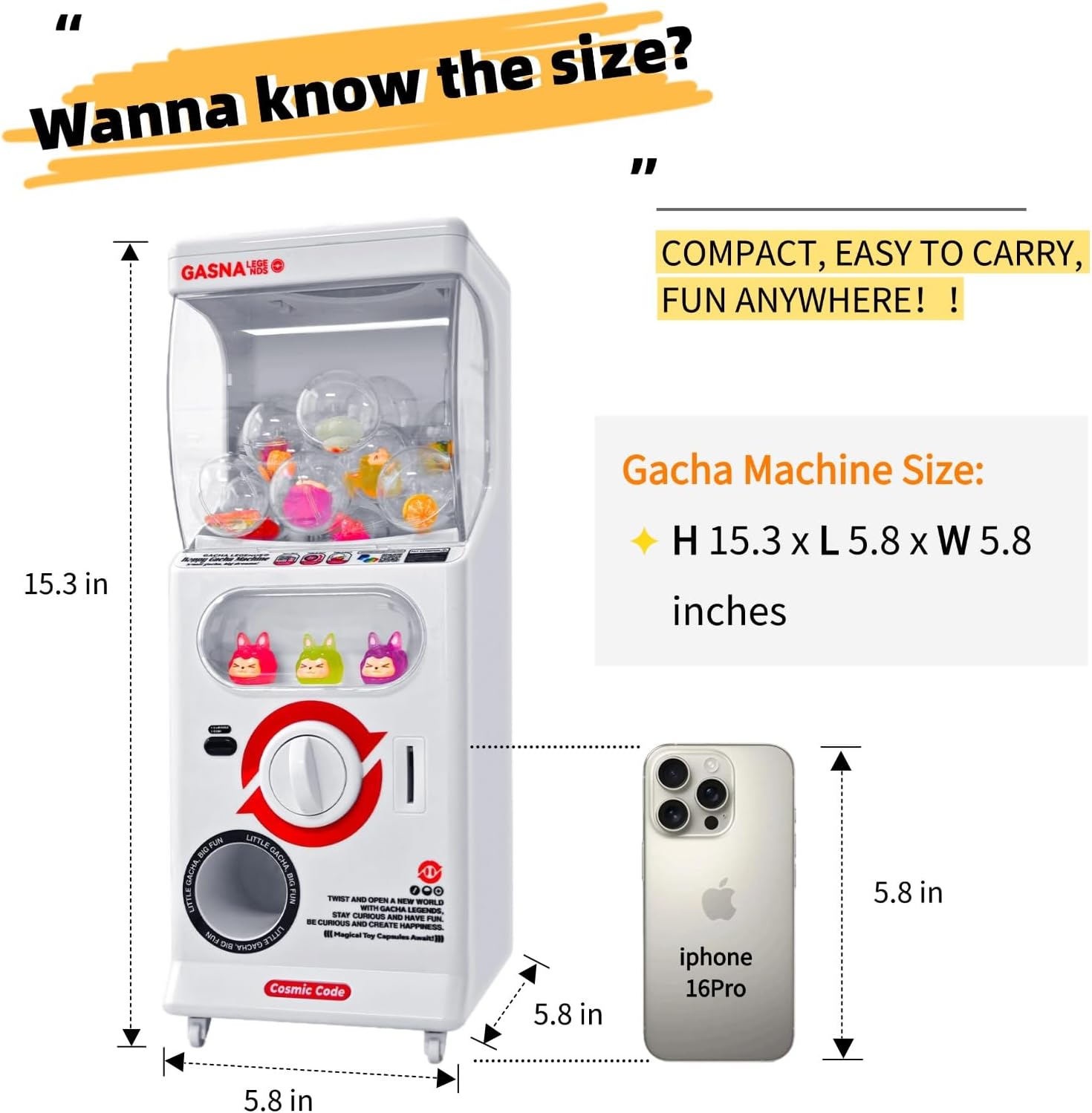 Capsule Vending Machine Toy Mini Vending Machine for Kids & Adults 25 Cents Coin Operated Gumball Prize Machine Capsule Toys Dispenser Claw Machine for Kids Game Gifts Raffle
