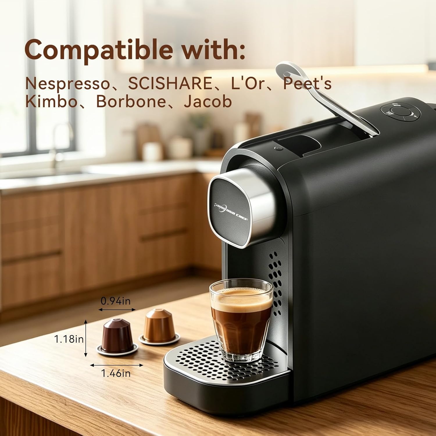 Mini Espresso Capsule Machine-One Cup Coffee Machine Single Serve Coffee Maker,Perfect for Small Space,20.29oz Removable Tank,Black