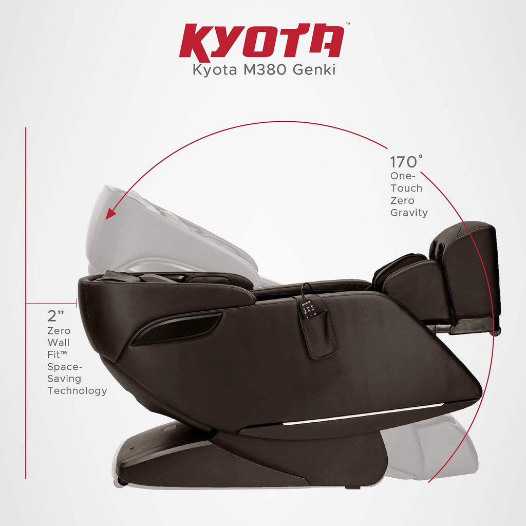 Kyota M380 Genki Massage Chair, Black, Modern Style, Zero-Gravity Recliner, Shiatsu Massage, Voice Controlled, Chromotherapy Lights, 50 x 30 x 40 inches, 200 lbs Weight Capacity