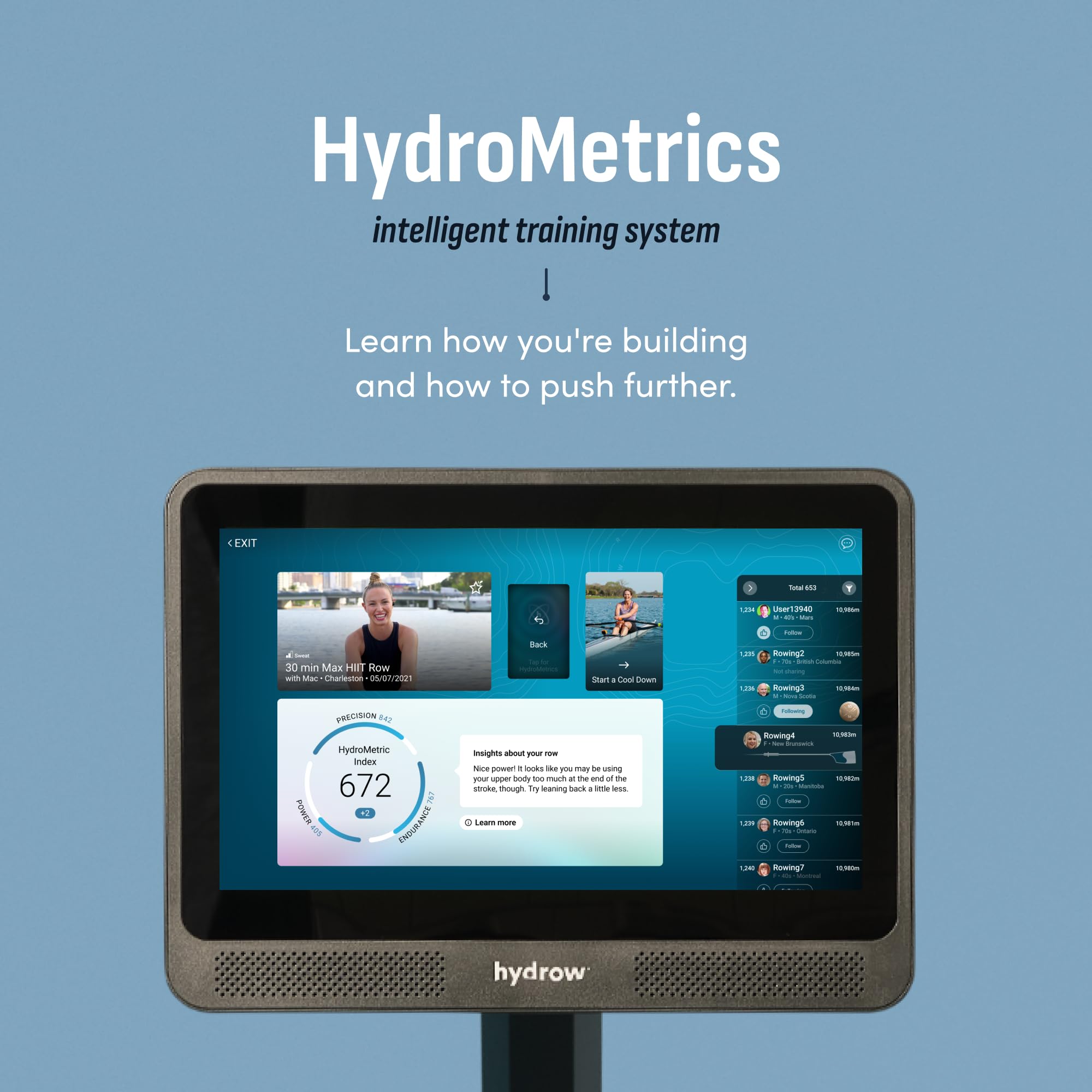 Hydrow Wave Rowing Machine with 16" HD Touchscreen & Speakers - Foldable | Live Home Workouts, Subscription Required