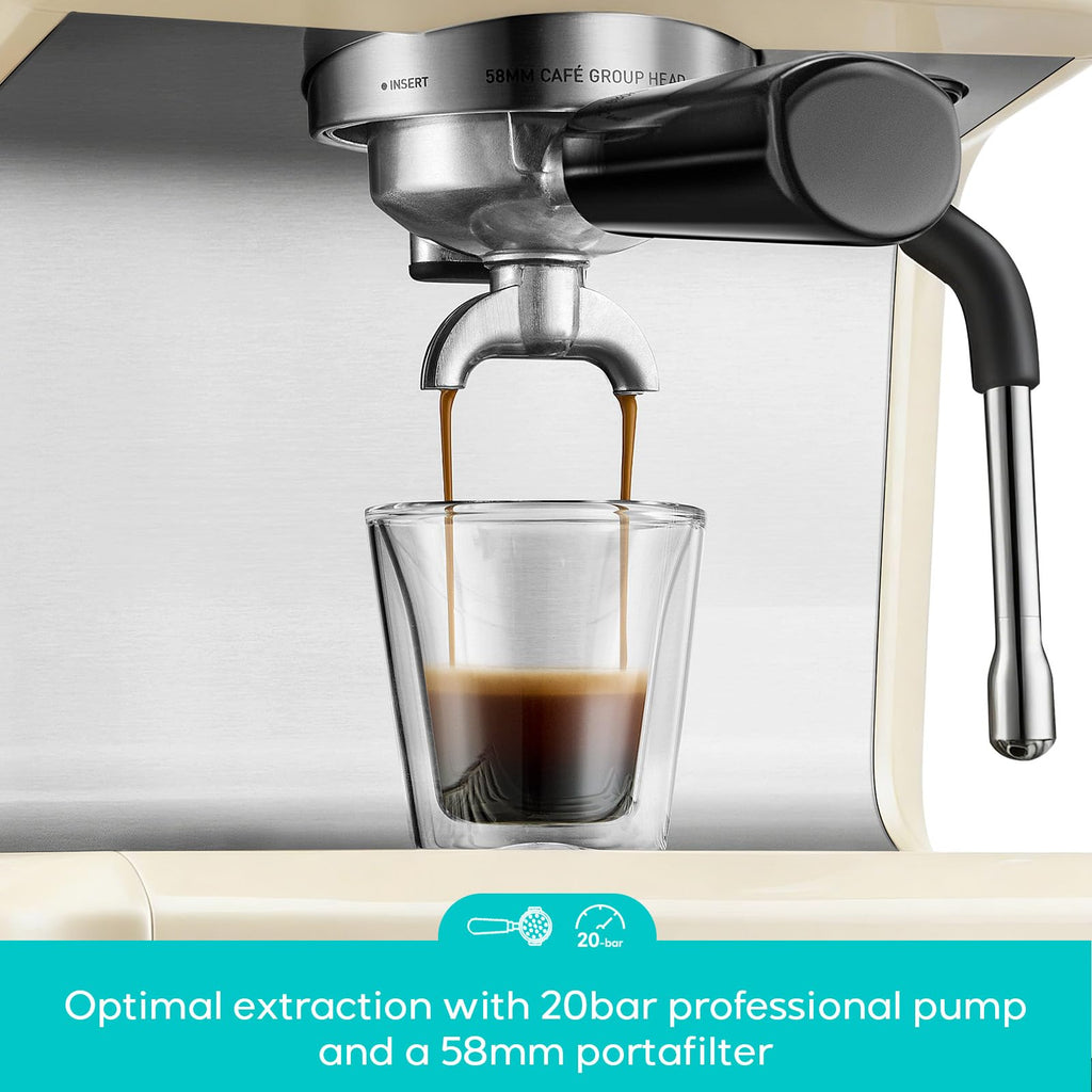 CASABREWS Ultra Espresso Machine with LCD Display, 20 Bar Espresso Maker with Powerful Milk Frother, Customizable Brewing Temperature, Barista-Level Latte and Cappuccino Machine for Home, Silver