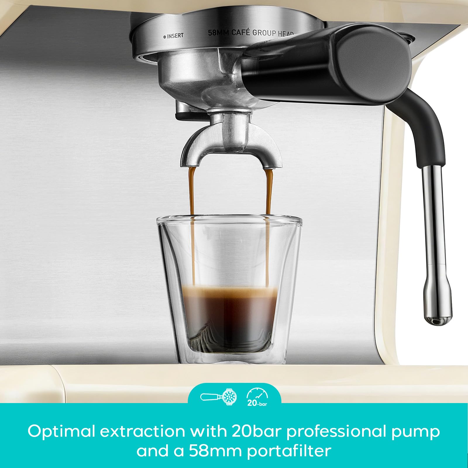 CASABREWS Ultra Espresso Machine with LCD Display, 20 Bar Espresso Maker with Powerful Milk Frother, Customizable Brewing Temperature, Barista-Level Latte and Cappuccino Machine for Home, Silver