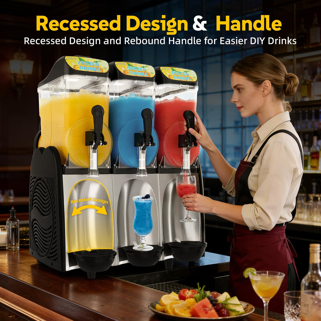 30L Commercial Slushie Machine, 2 Tank Margarita Machine, 80 Grande Cups Slushy Machine with Auto Clean, 8 Gal LED Frozen Drink Machine for Business, Mobile Bar, Party, Restaurant, 800W Fast Cooling
