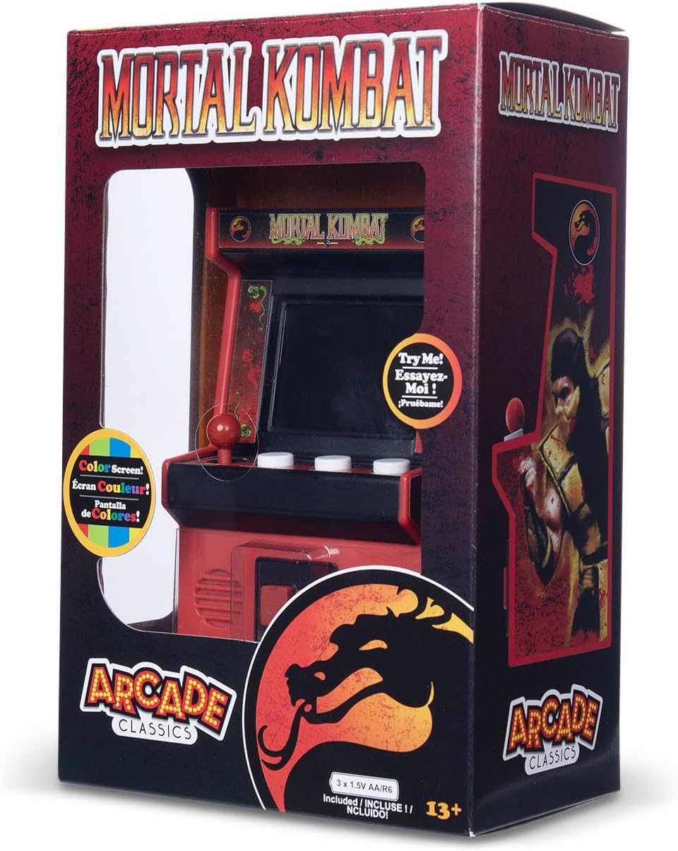 Basic Fun Arcade Classics Mini Mortal Kombat – Retro Handheld Game with Joystick, Screen & Sound – For Fans & Collectors