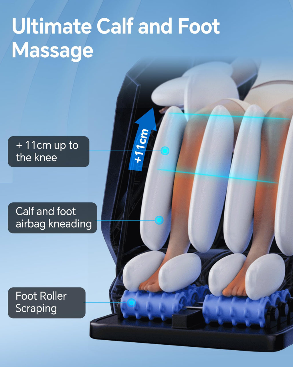 Massage Chair Full Body Zero Gravity, 3D ‌SL-Track Shiatsu Massage with Unique Rocking Sleep Mode, Upgraded Calf & Knee Massage (+11cm) for Tall People, Wireless Charging &Touch Screen,Black
