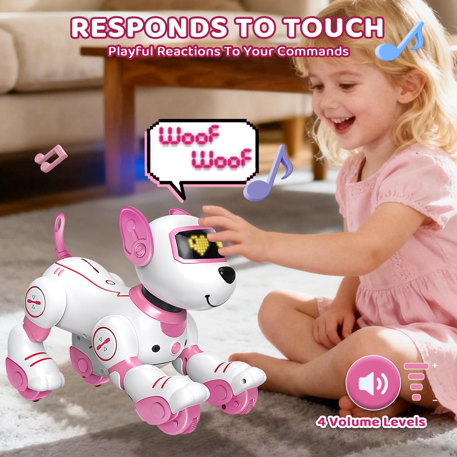 Robot Dog Toy for Kids 3-12: Remote Control Interactive Robot Puppy with Touch & Follow, Programmable Tricks, Dancing & Walking, Birthday Gift for Smart Boys & Girls