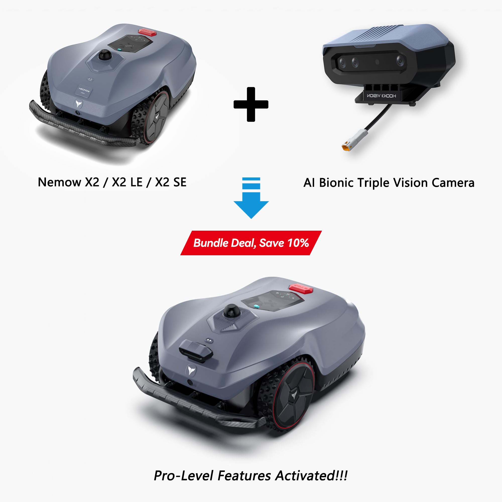 Neomow X SE 3D LiDAR Slam Mapping Robot Lawn Mower Perimeter Wireless for 3/4 Acres AI Vision Obstacle Avoidance with 4G, No RTK Antenna Required, App Control, GPS, IPX5, Anti-Theft, Queit