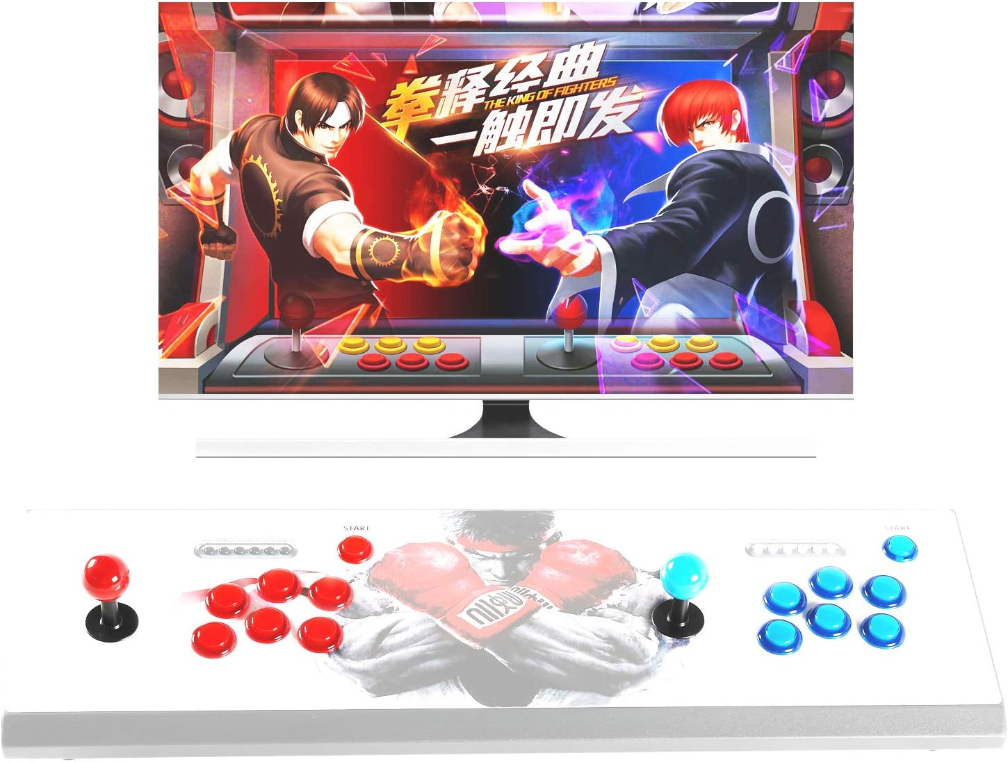 Hikig 2 Player led arcade buttons and joysticks DIY kit 2x joysticks + 20x led arcade buttons game controller kit for MAME and Raspberry Pi - Red + Blue Color