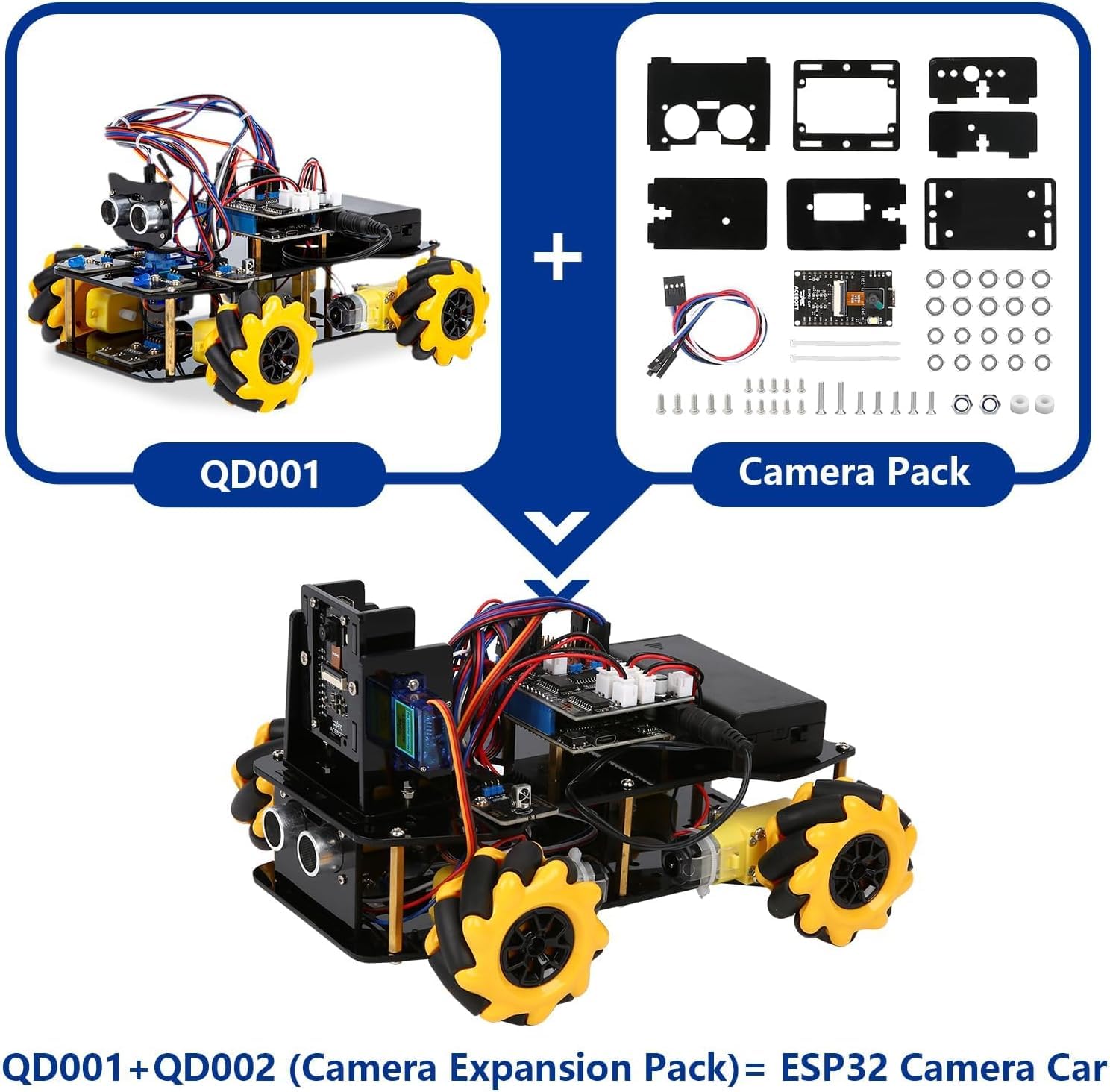 ACEBOTT Robot Arm Expansion Pack Smart Car Starter Kit, Robotics Kit for Kids Ages 8-12 12-16, STEM Toys Coding Robot Kit for Teens & Adults(QD007)