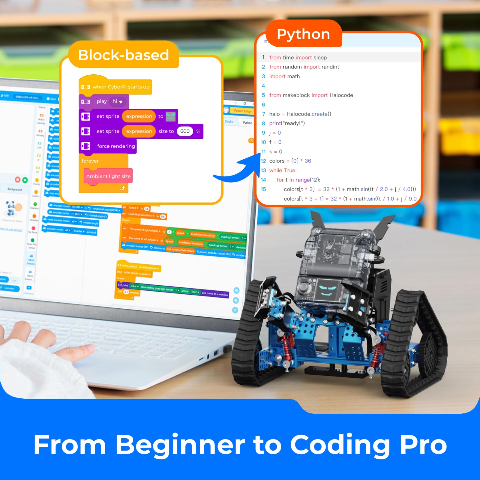 Makeblock mBot2 Coding Robot for Kids, Code Learning Support Scratch & Python Programming, Robotics Kit for Kids Ages 8-14 and up, Building STEM Robot Toys Gifts for Boys Girls